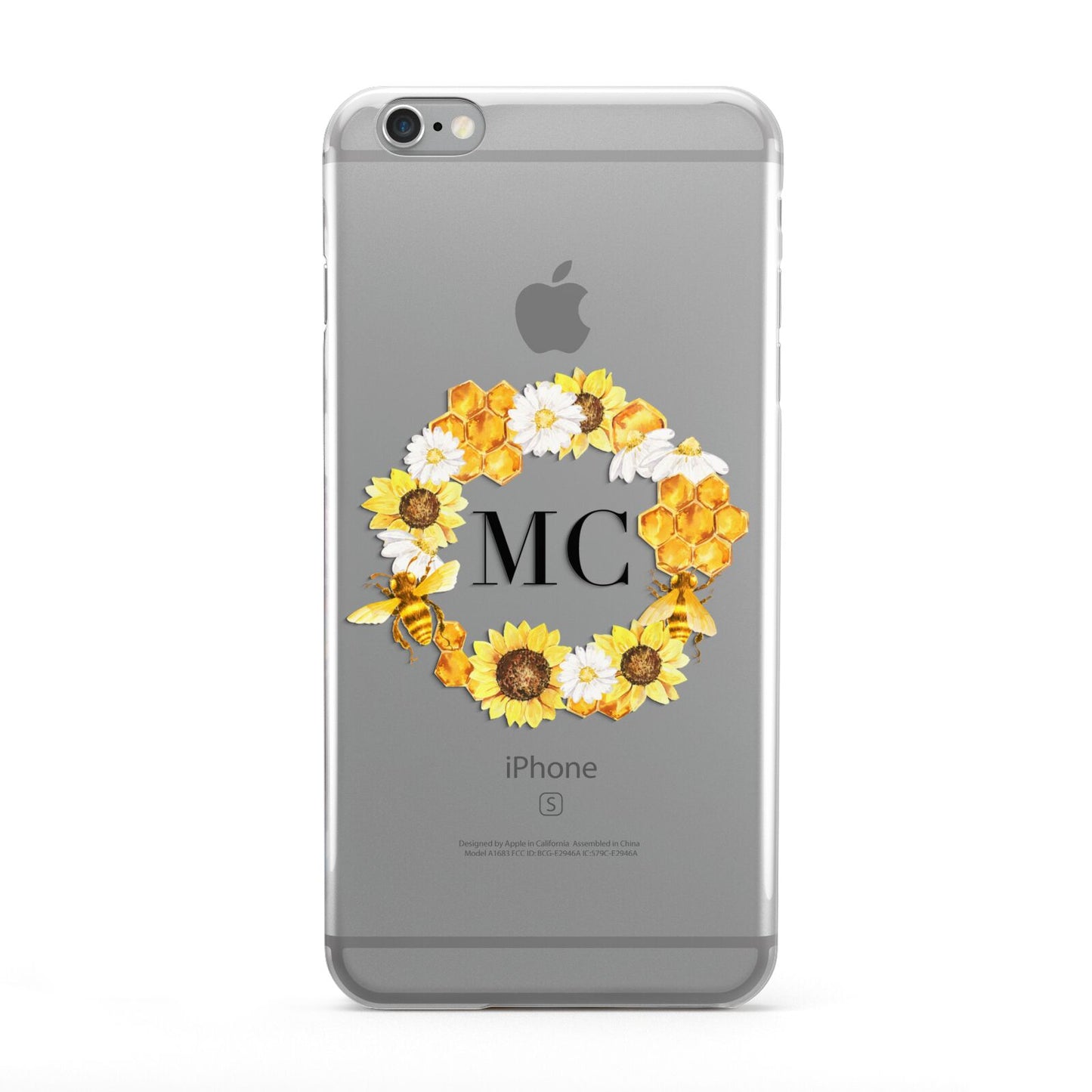 Bee Sunflower Wreath Personalised Initials Apple iPhone 6 Plus Case