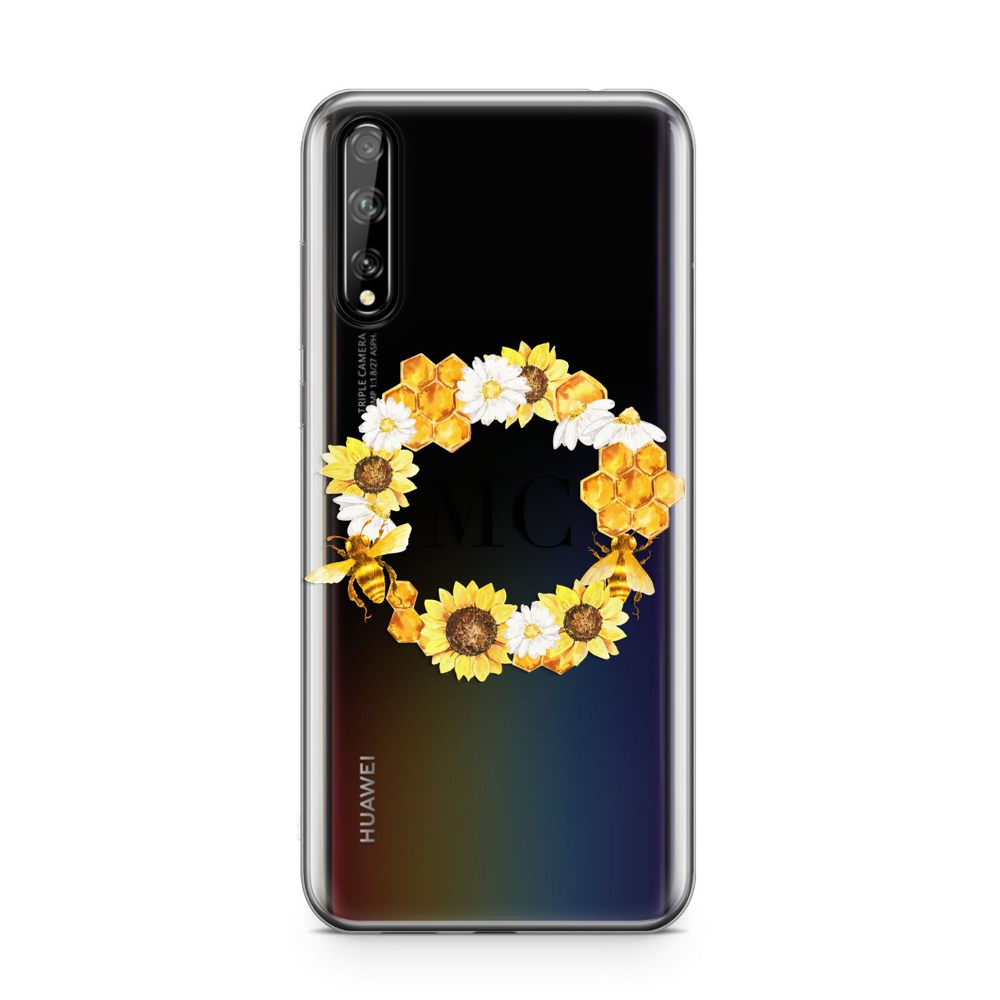 Bee Sunflower Wreath Personalised Initials Huawei Enjoy 10s Phone Case