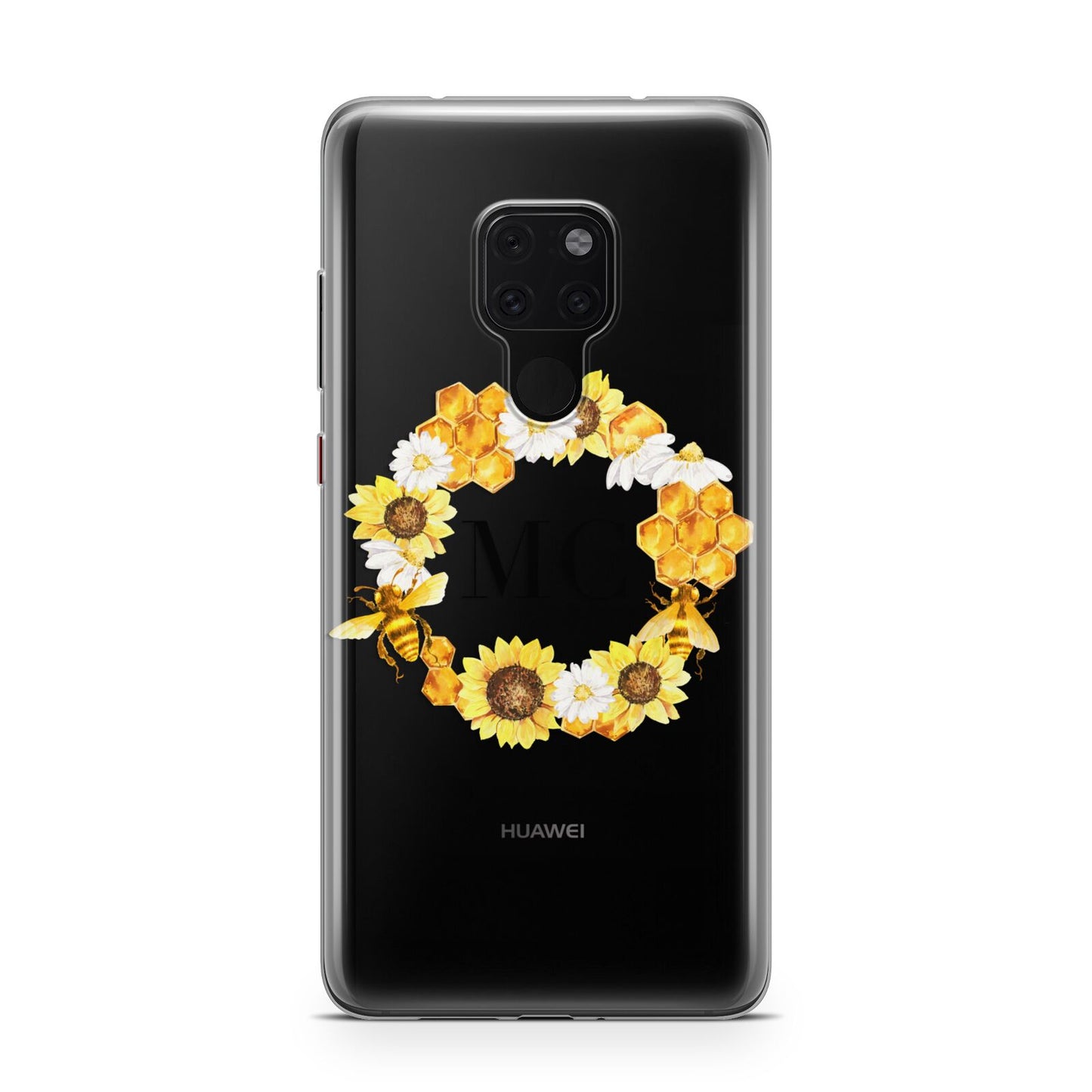 Bee Sunflower Wreath Personalised Initials Huawei Mate 20 Phone Case