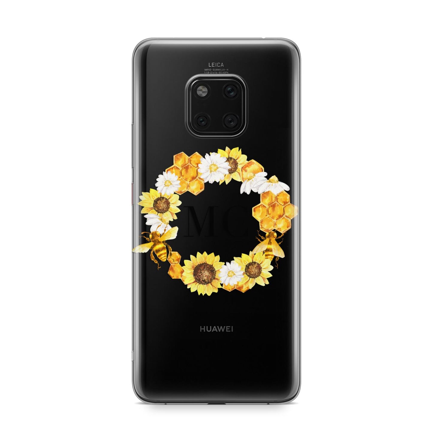 Bee Sunflower Wreath Personalised Initials Huawei Mate 20 Pro Phone Case