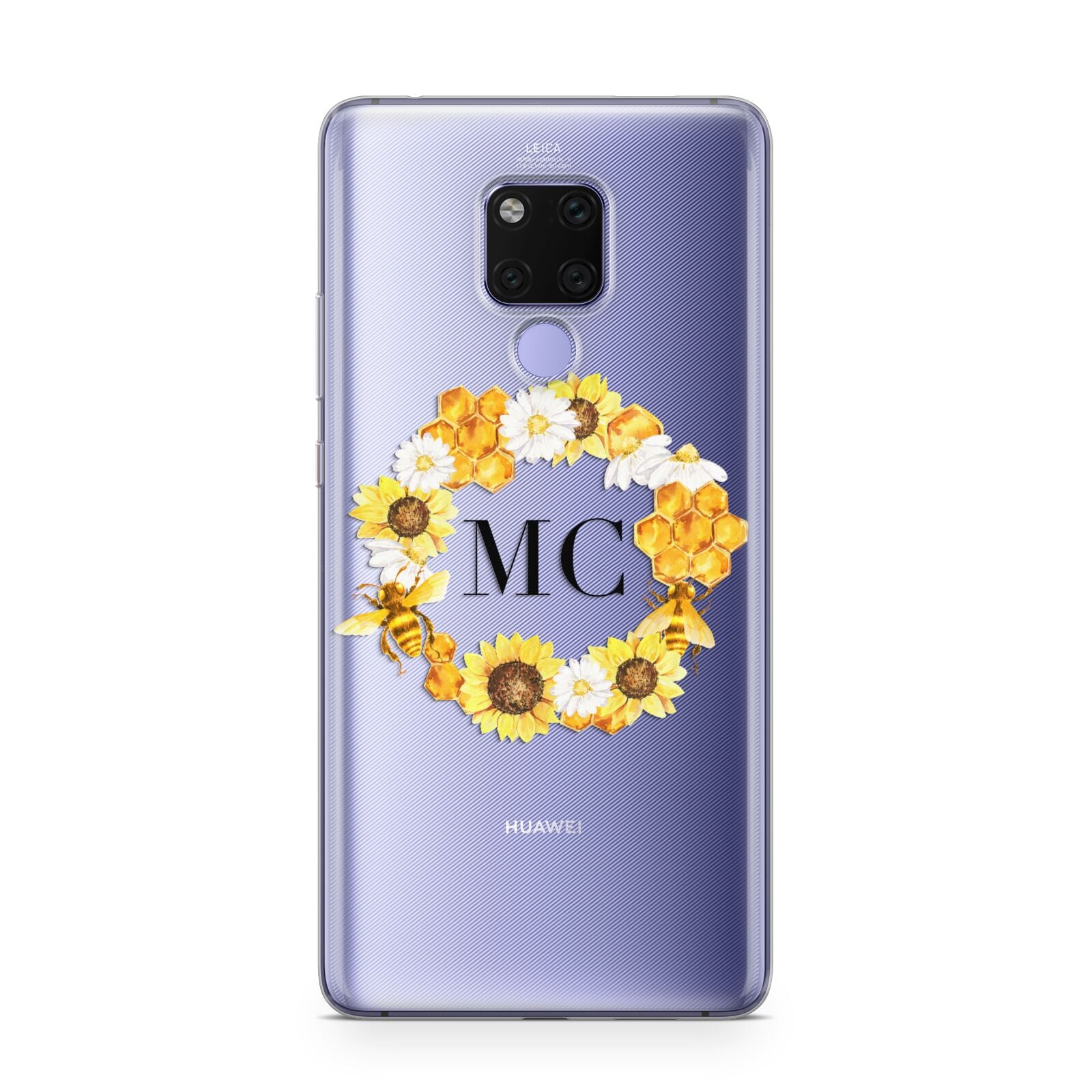 Bee Sunflower Wreath Personalised Initials Huawei Mate 20X Phone Case