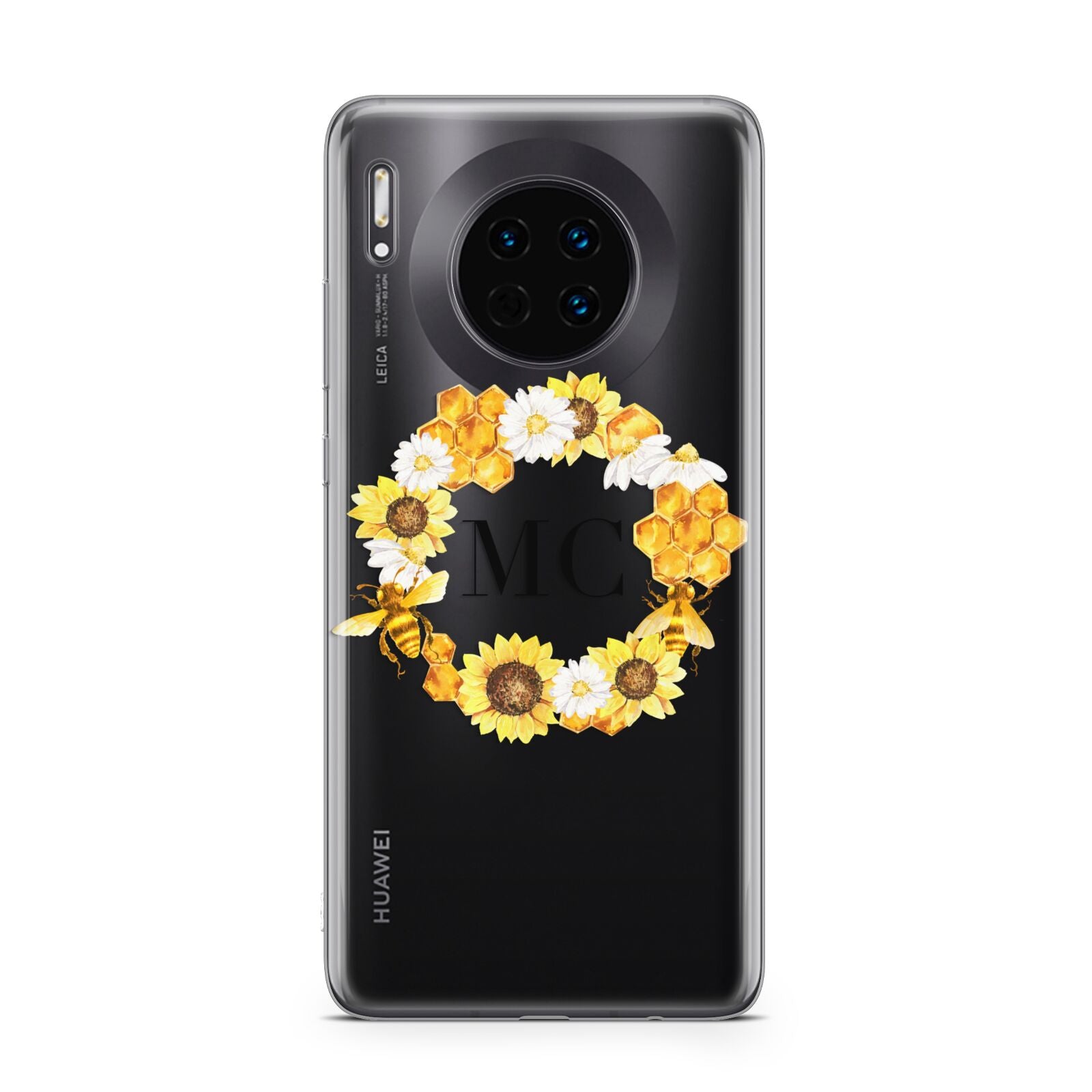 Bee Sunflower Wreath Personalised Initials Huawei Mate 30