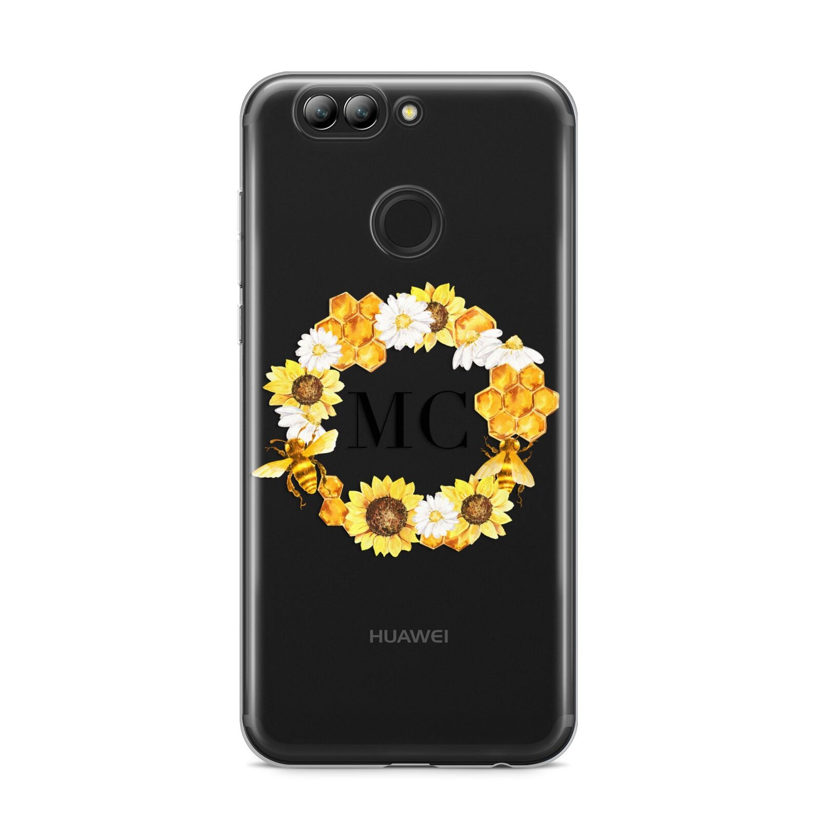 Bee Sunflower Wreath Personalised Initials Huawei Nova 2s Phone Case