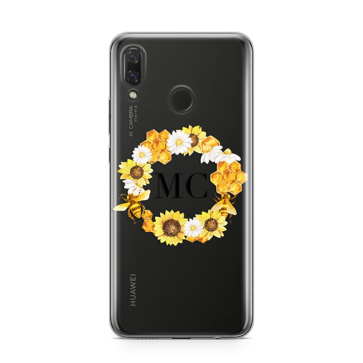 Bee Sunflower Wreath Personalised Initials Huawei Nova 3 Phone Case