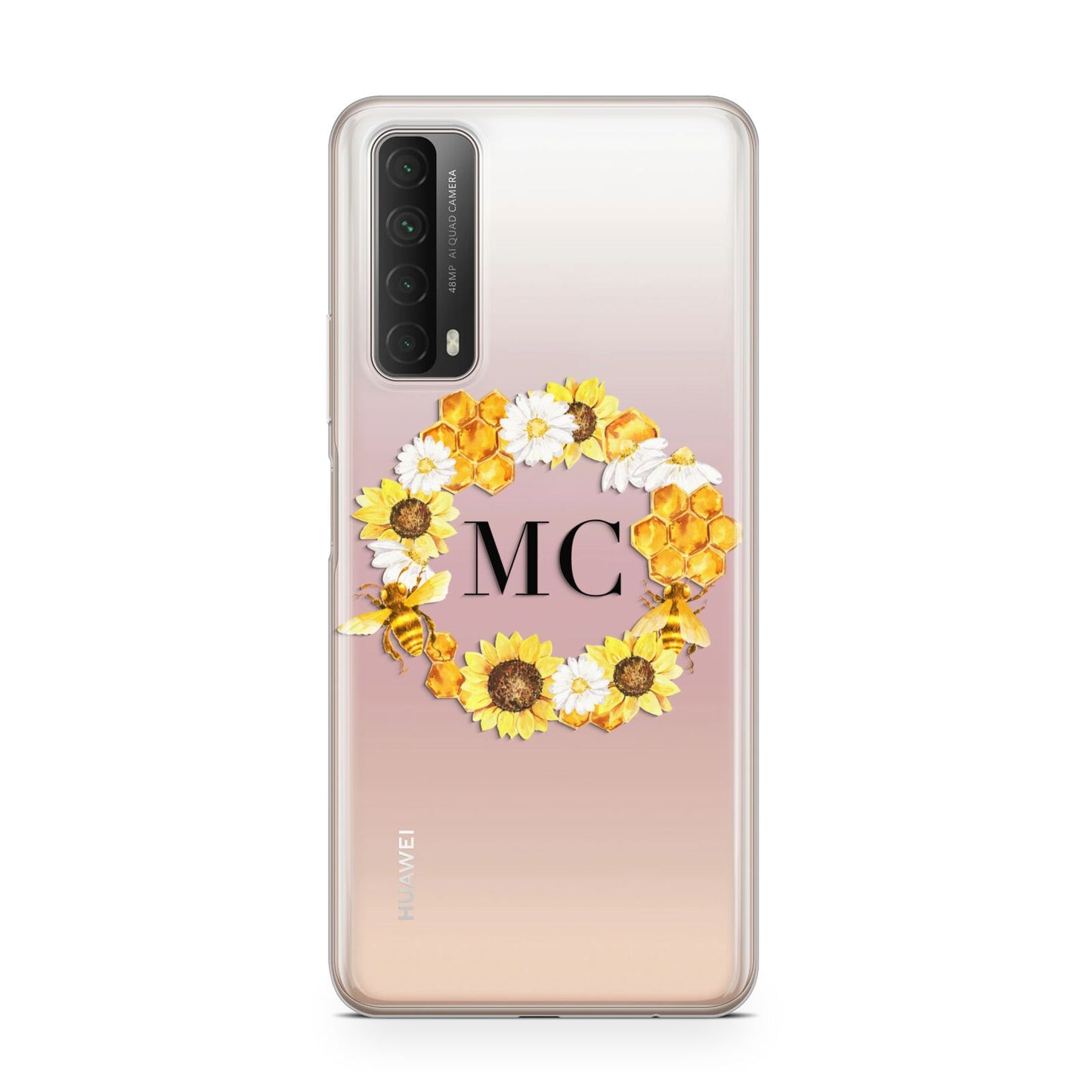 Bee Sunflower Wreath Personalised Initials Huawei P Smart 2021