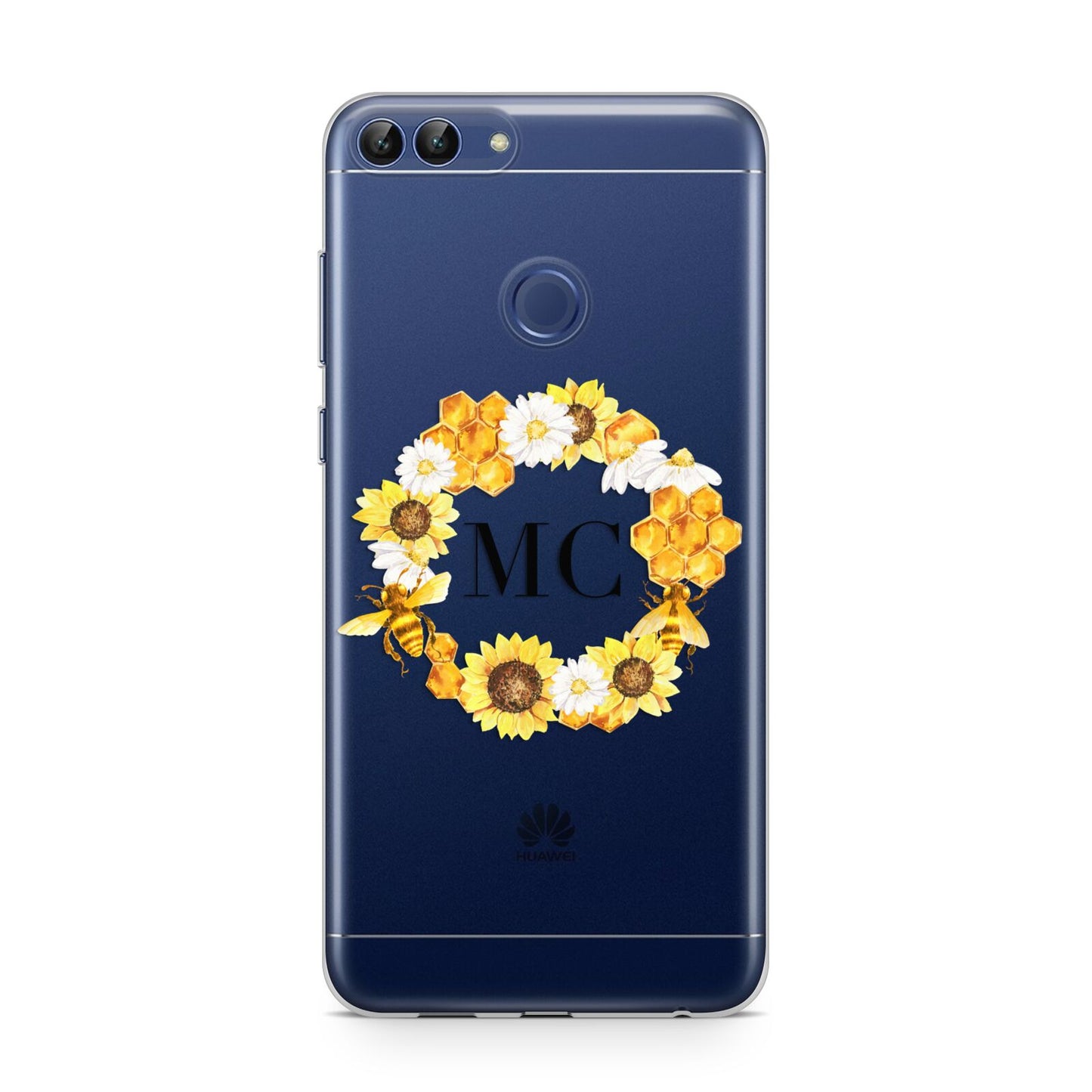 Bee Sunflower Wreath Personalised Initials Huawei P Smart Case