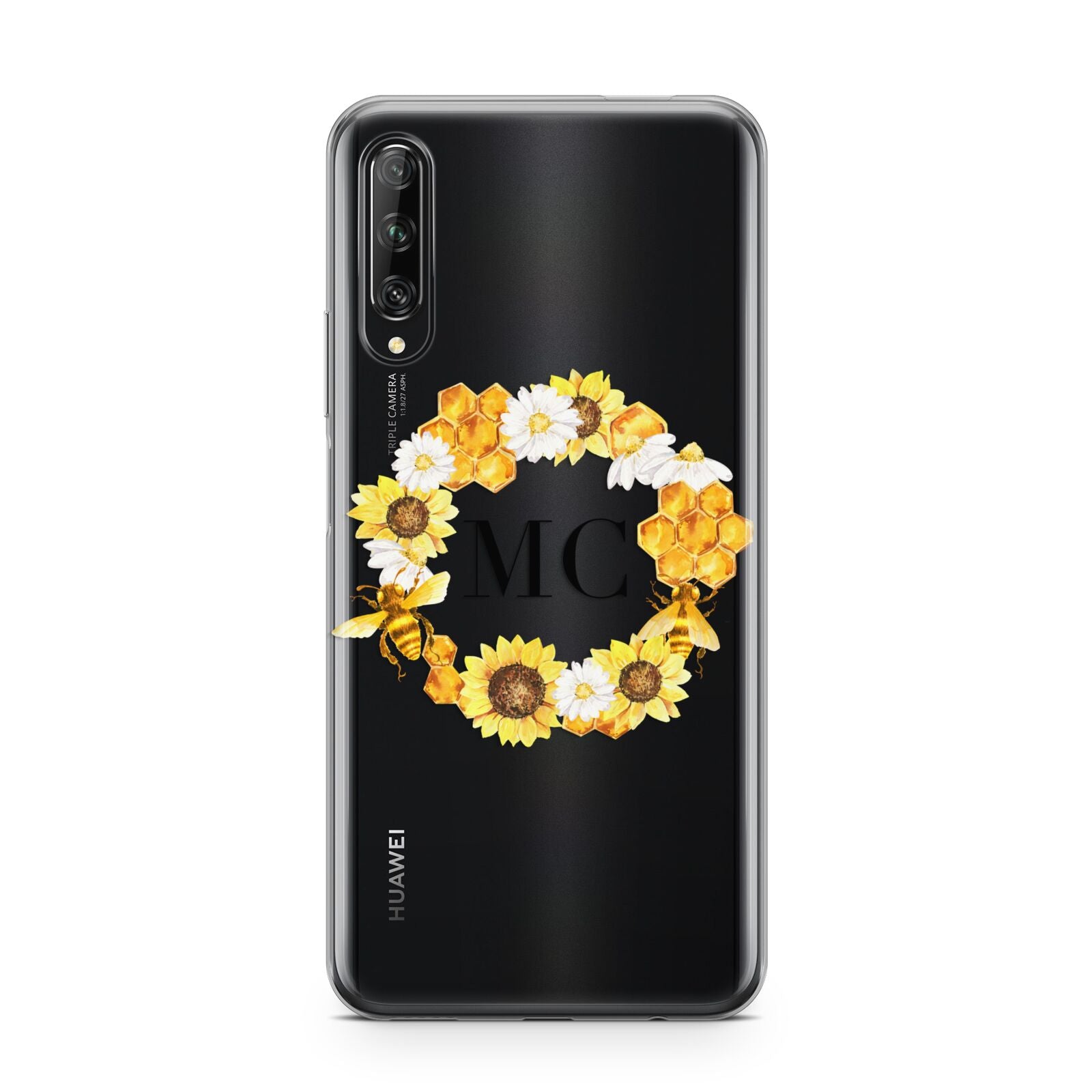 Bee Sunflower Wreath Personalised Initials Huawei P Smart Pro 2019