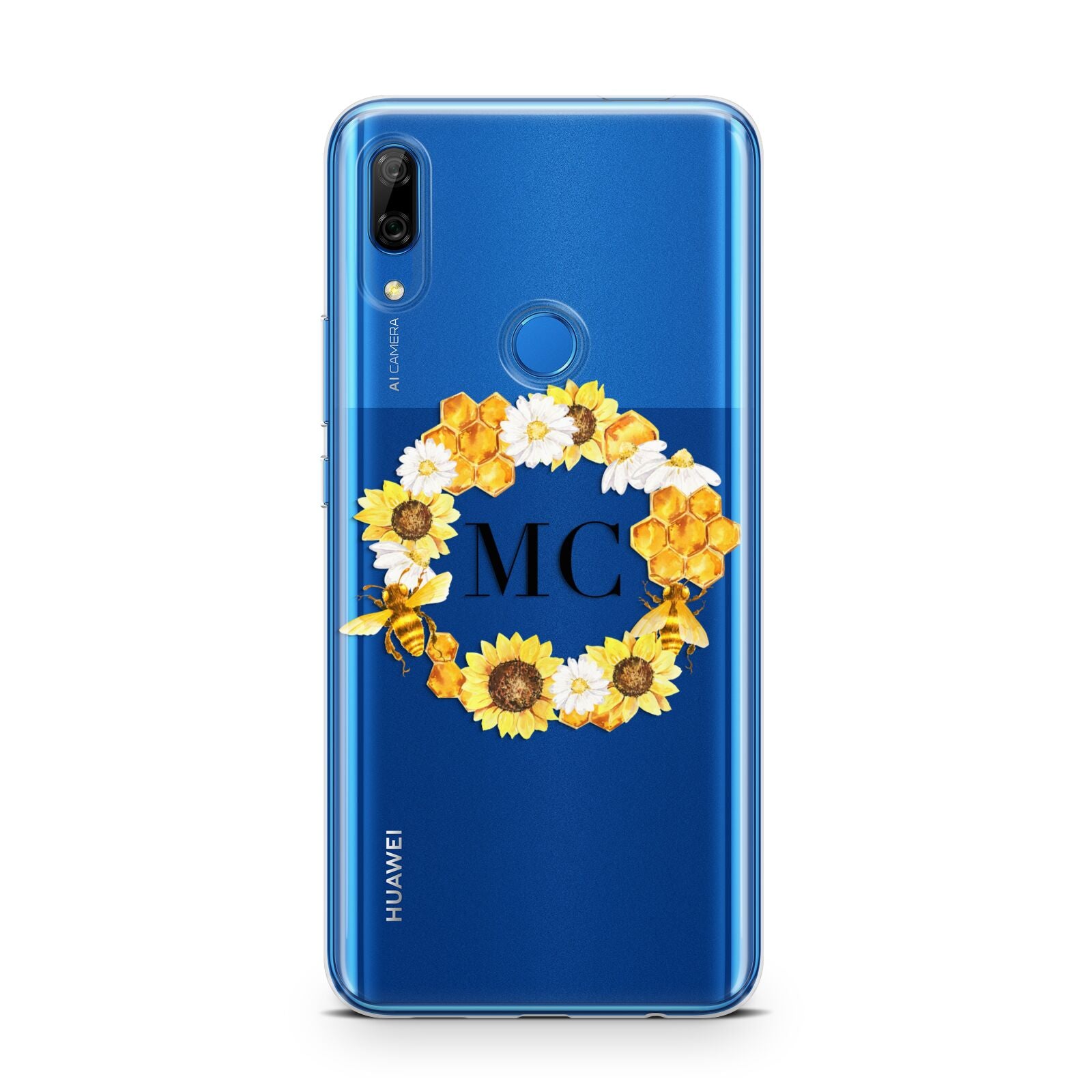 Bee Sunflower Wreath Personalised Initials Huawei P Smart Z