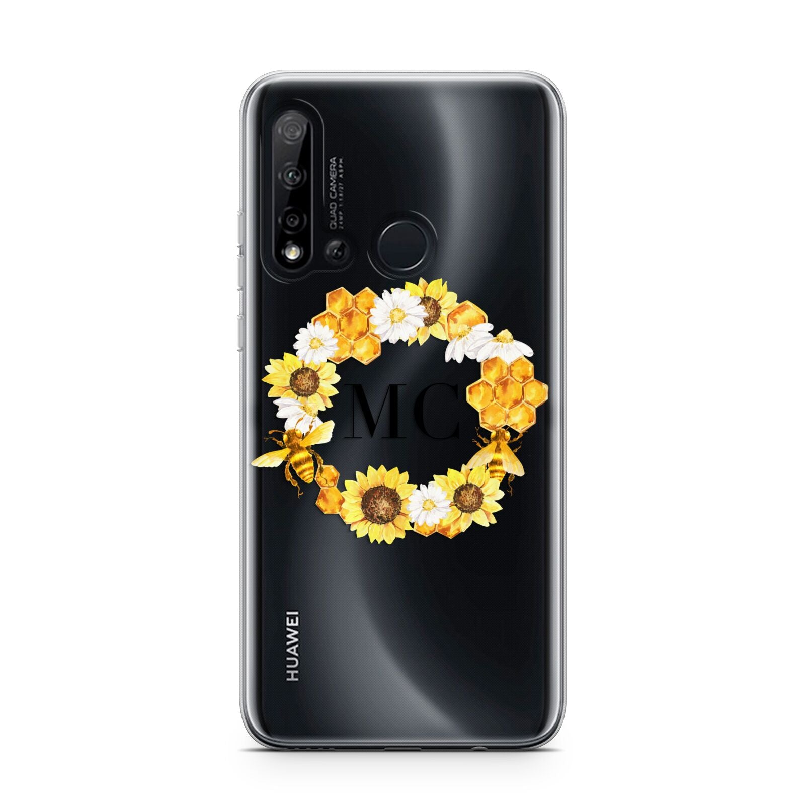 Bee Sunflower Wreath Personalised Initials Huawei P20 Lite 5G Phone Case