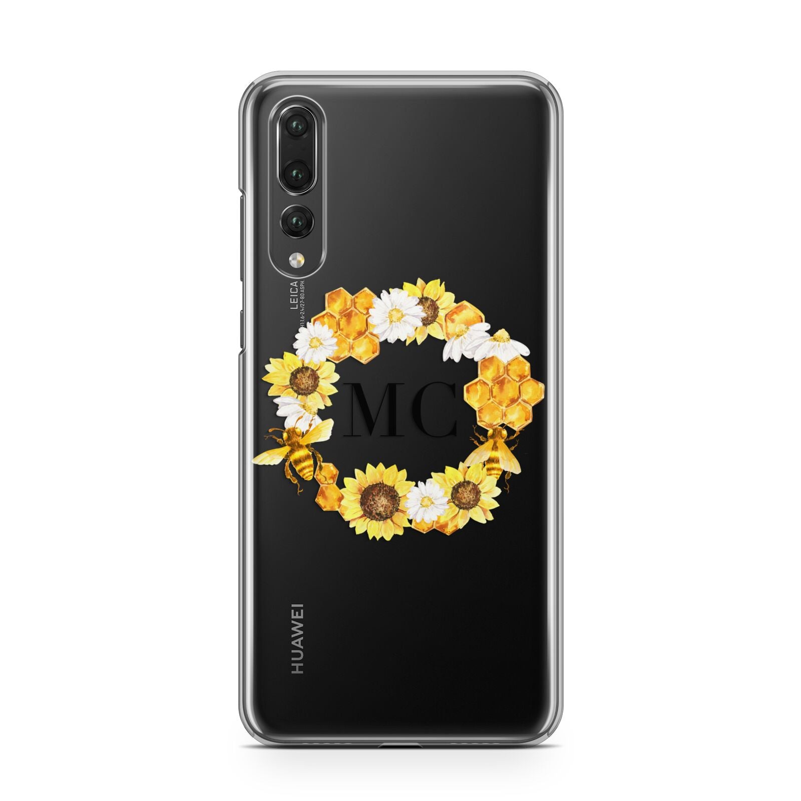 Bee Sunflower Wreath Personalised Initials Huawei P20 Pro Phone Case