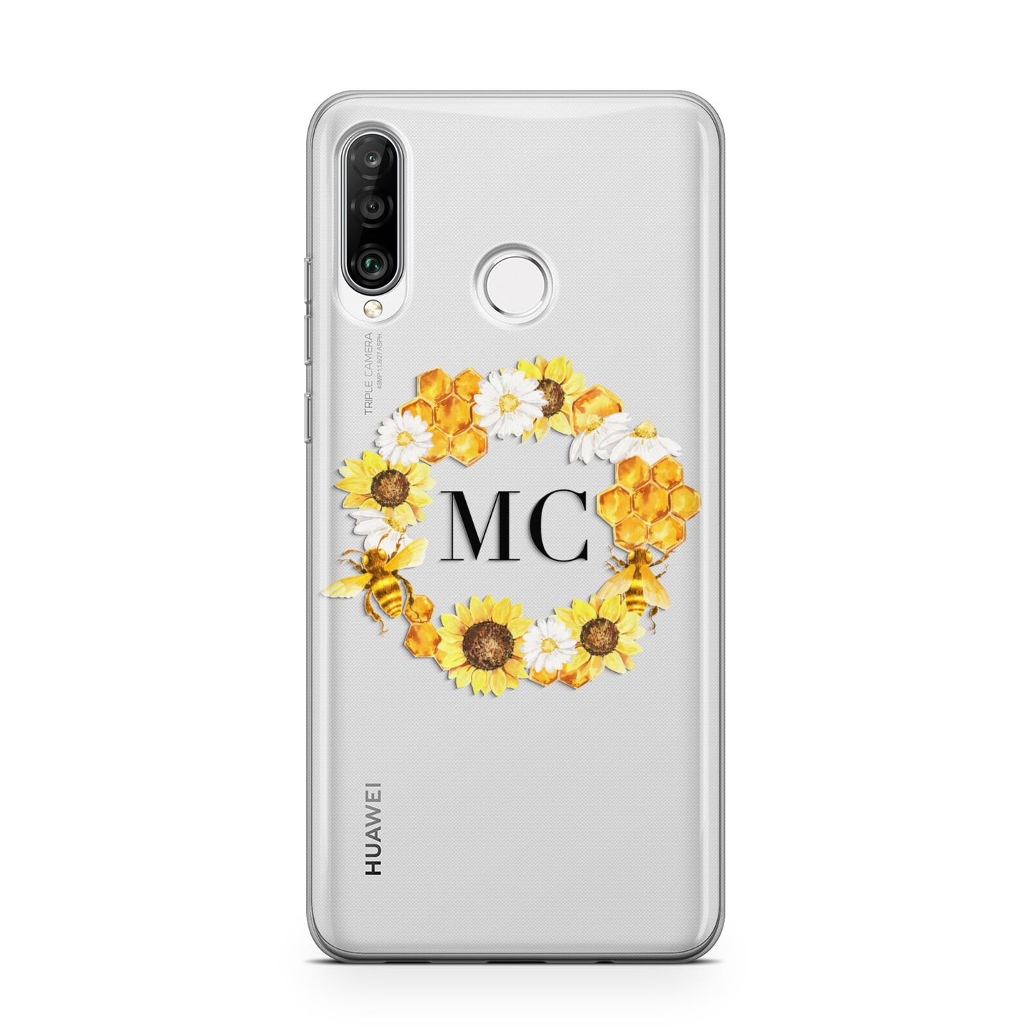 Bee Sunflower Wreath Personalised Initials Huawei P30 Lite Phone Case