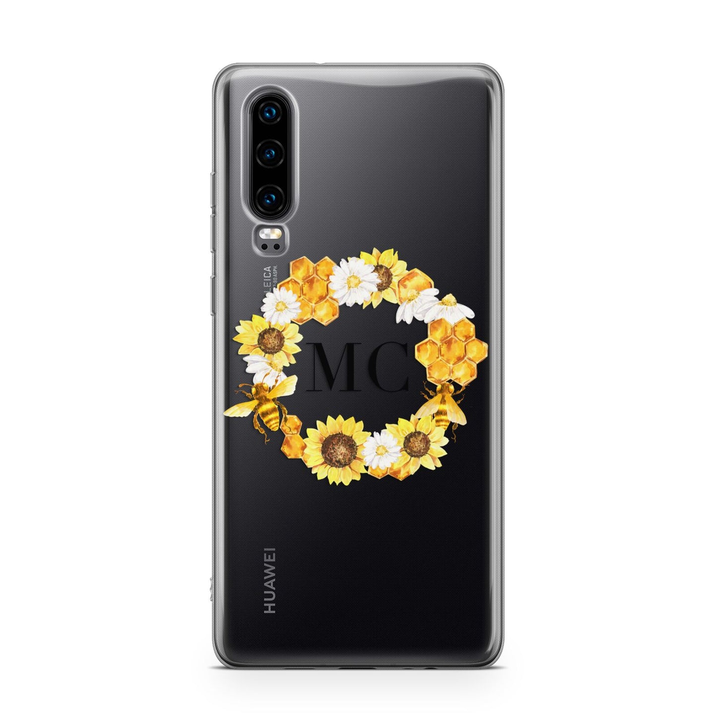 Bee Sunflower Wreath Personalised Initials Huawei P30 Phone Case