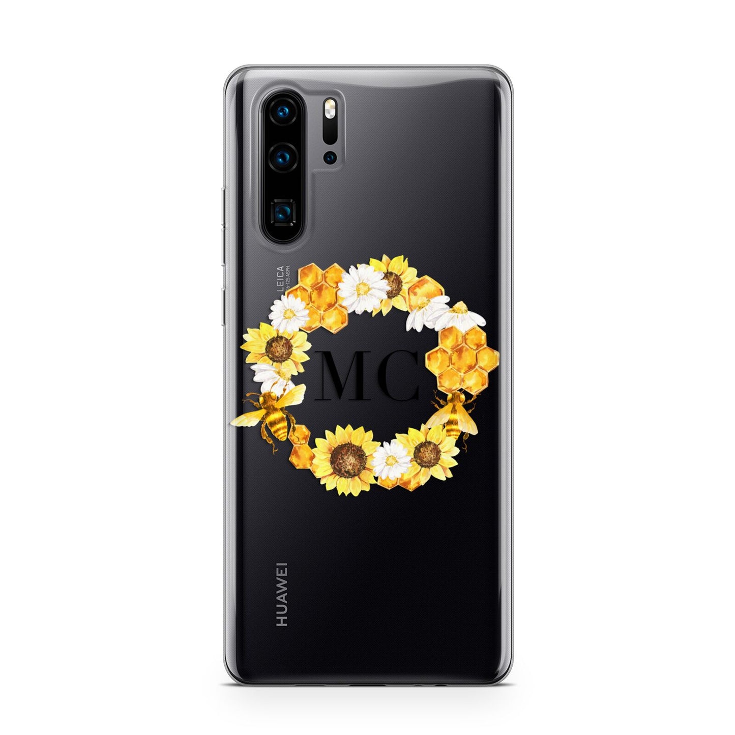 Bee Sunflower Wreath Personalised Initials Huawei P30 Pro Phone Case