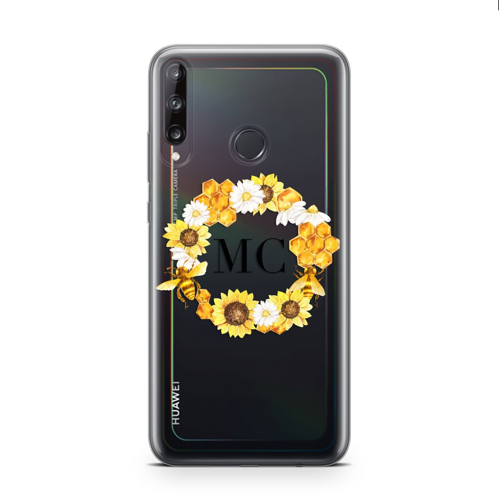 Bee Sunflower Wreath Personalised Initials Huawei P40 Lite E Phone Case