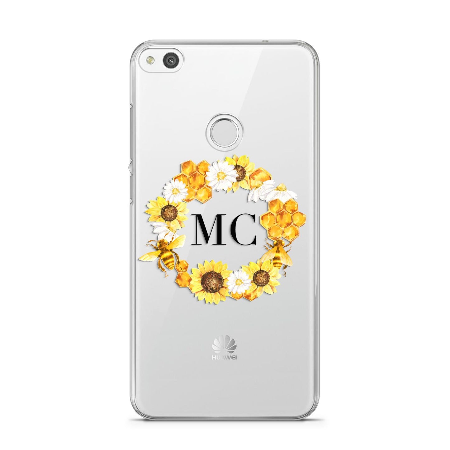 Bee Sunflower Wreath Personalised Initials Huawei P8 Lite Case