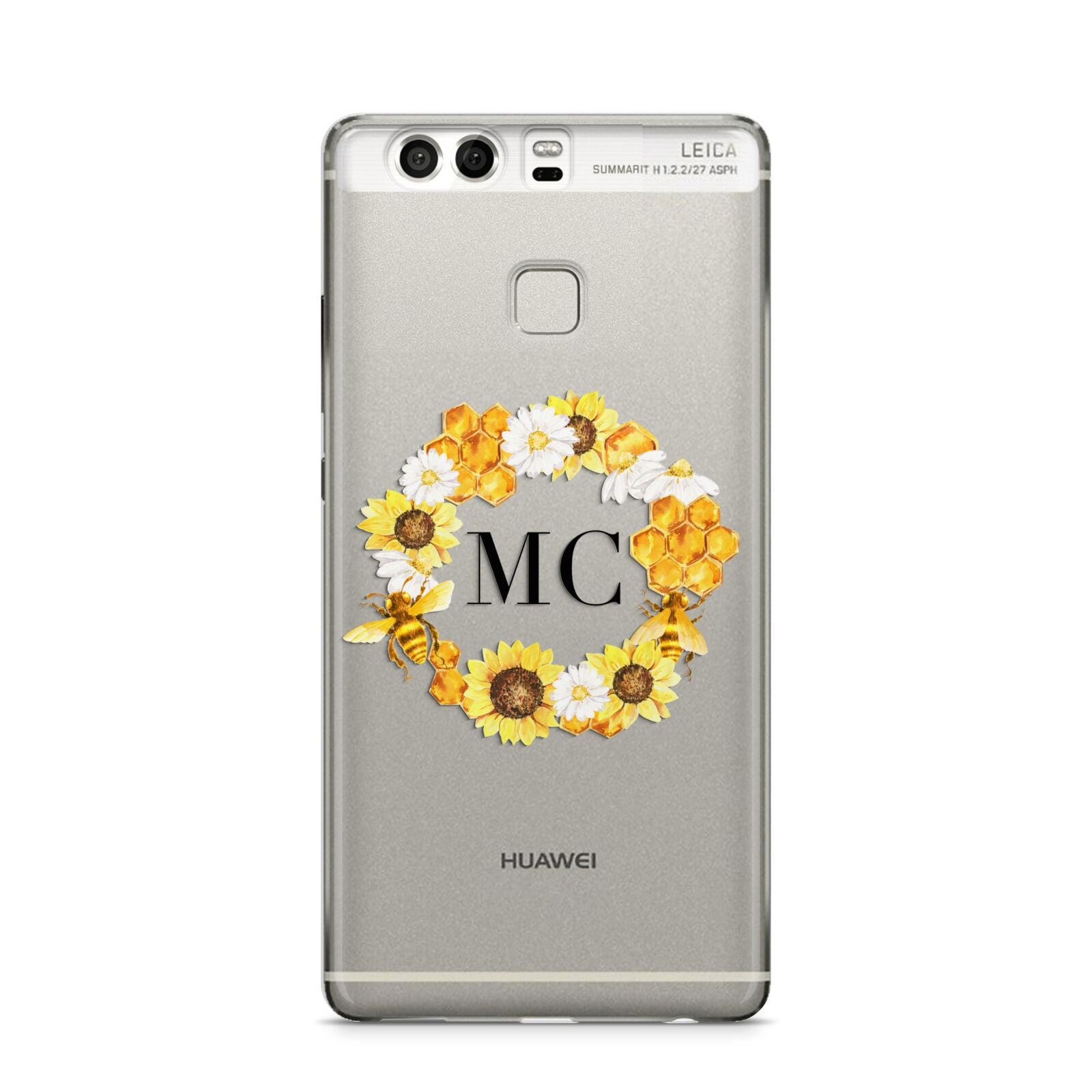 Bee Sunflower Wreath Personalised Initials Huawei P9 Case