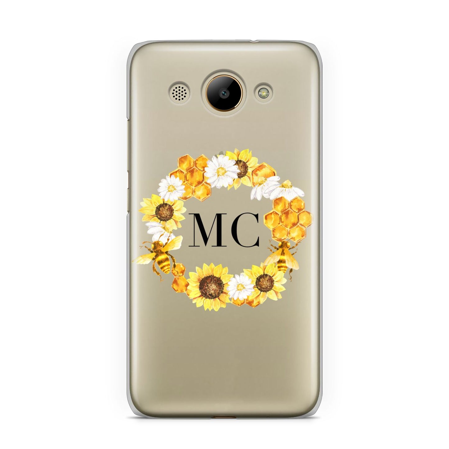 Bee Sunflower Wreath Personalised Initials Huawei Y3 2017