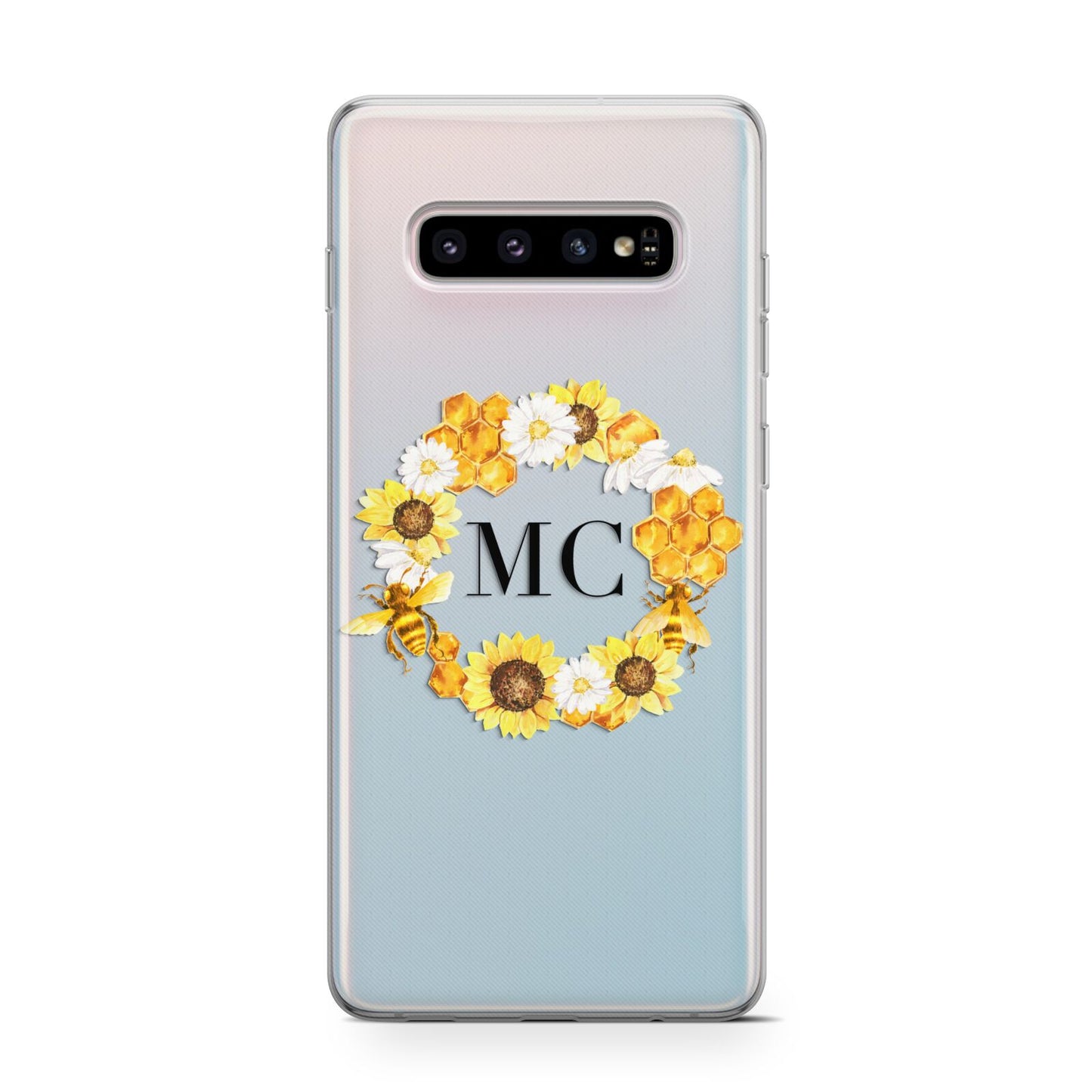 Bee Sunflower Wreath Personalised Initials Protective Samsung Galaxy Case