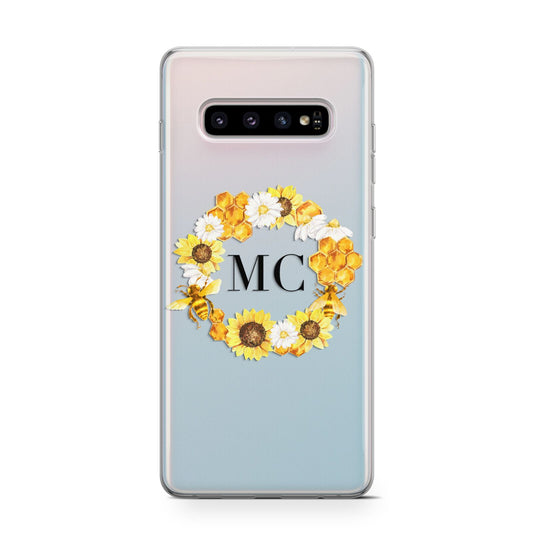 Bee Sunflower Wreath Personalised Initials Protective Samsung Galaxy Case