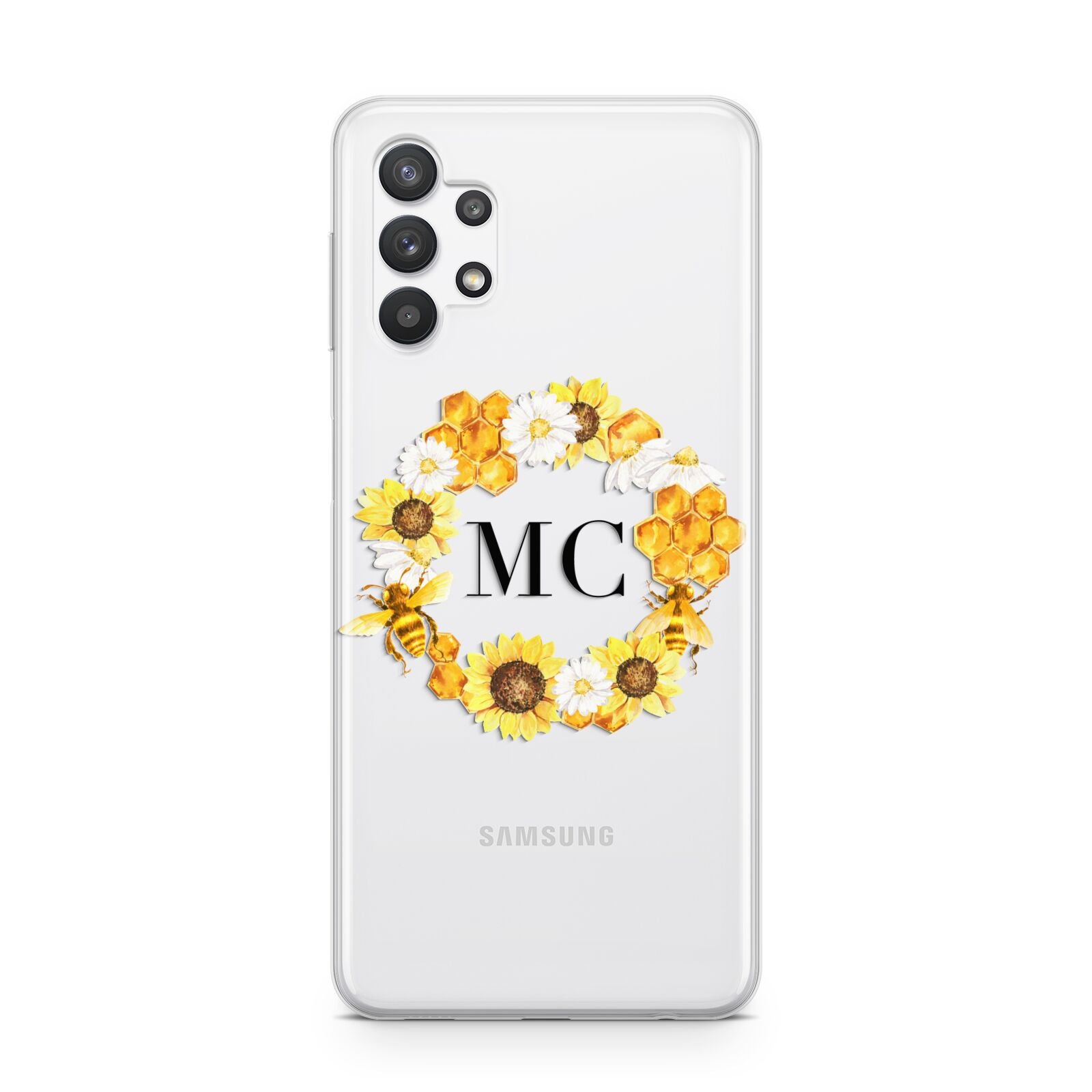 Bee Sunflower Wreath Personalised Initials Samsung A32 5G Case