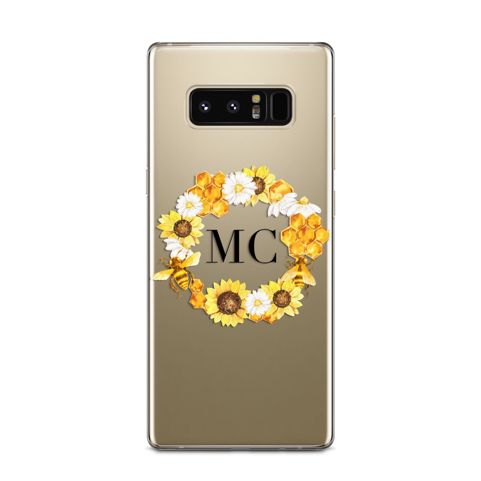 Bee Sunflower Wreath Personalised Initials Samsung Galaxy Note 8 Case