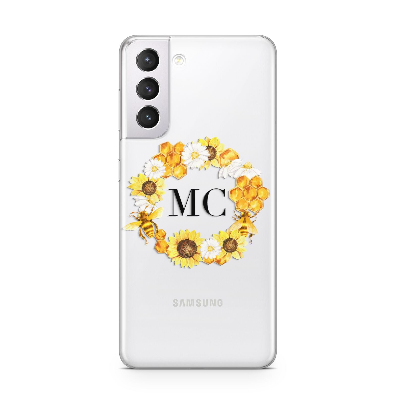 Bee Sunflower Wreath Personalised Initials Samsung S21 Case