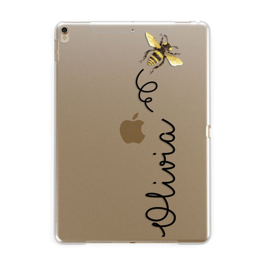 Bee in Flight Personalised Name Apple iPad Gold Case