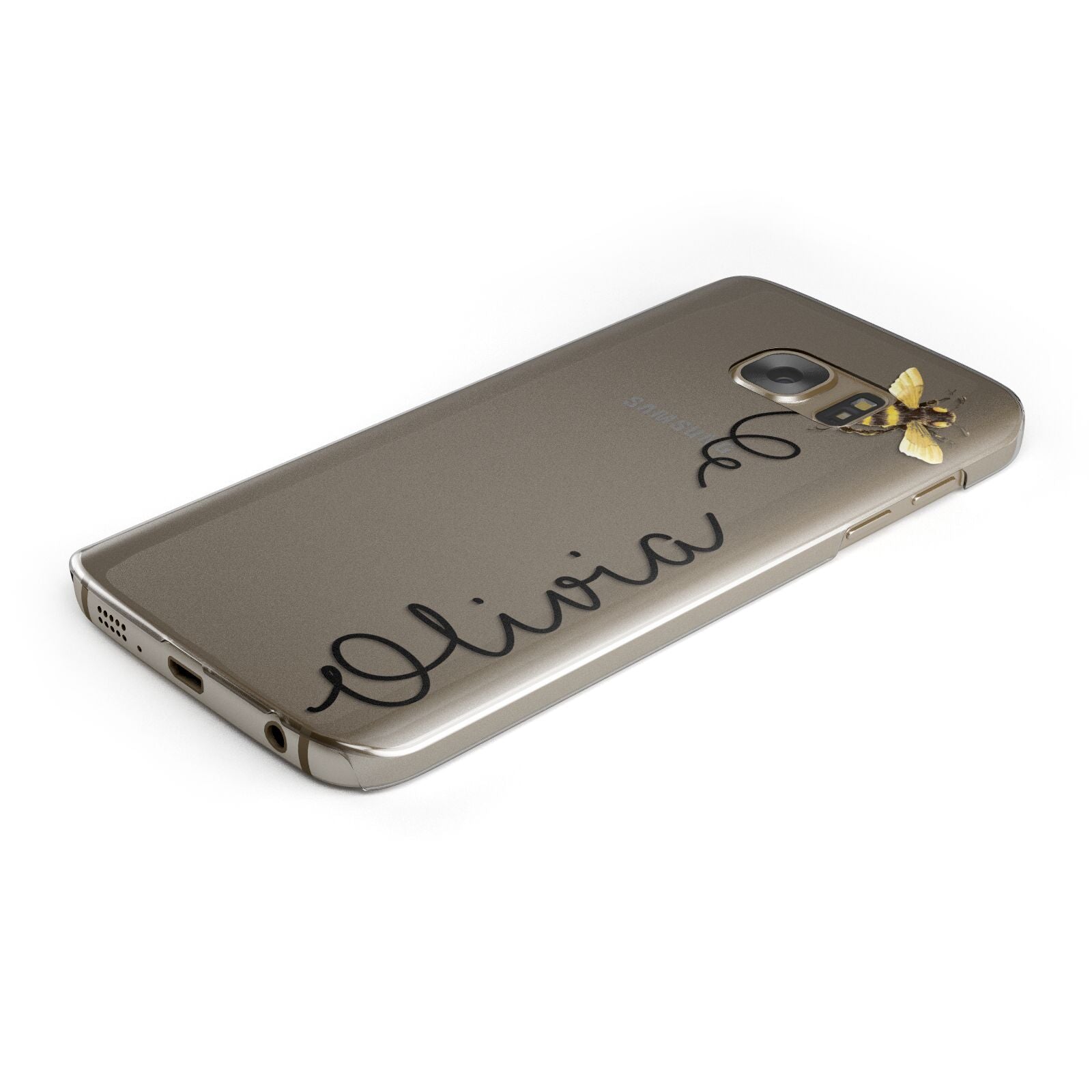 Bee in Flight Personalised Name Protective Samsung Galaxy Case Angled Image