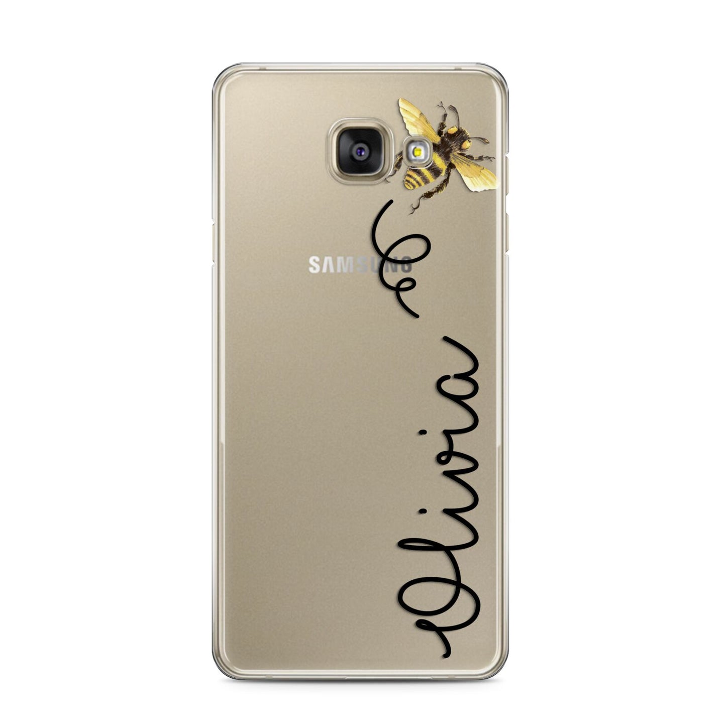 Bee in Flight Personalised Name Samsung Galaxy A3 2016 Case on gold phone