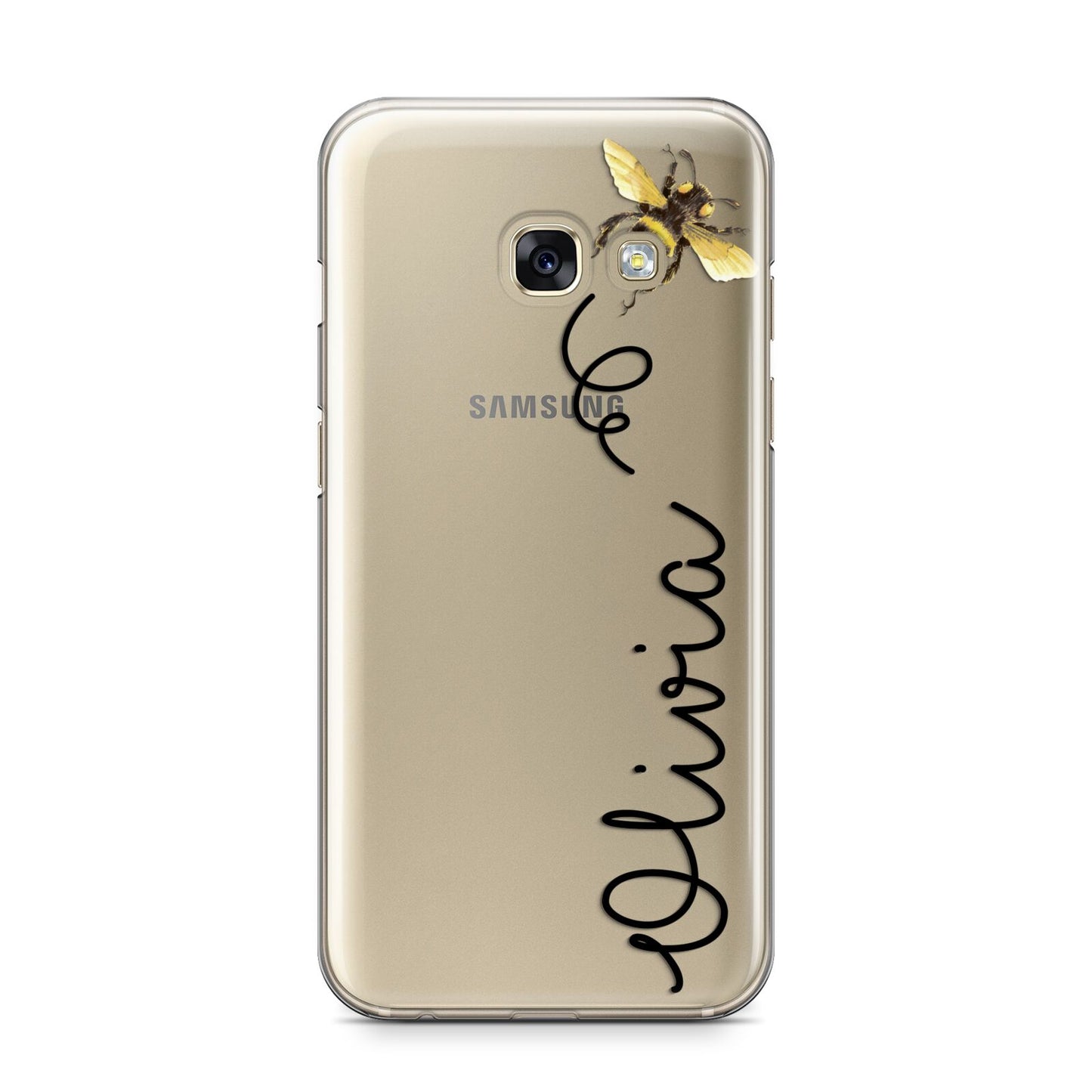 Bee in Flight Personalised Name Samsung Galaxy A3 2017 Case on gold phone