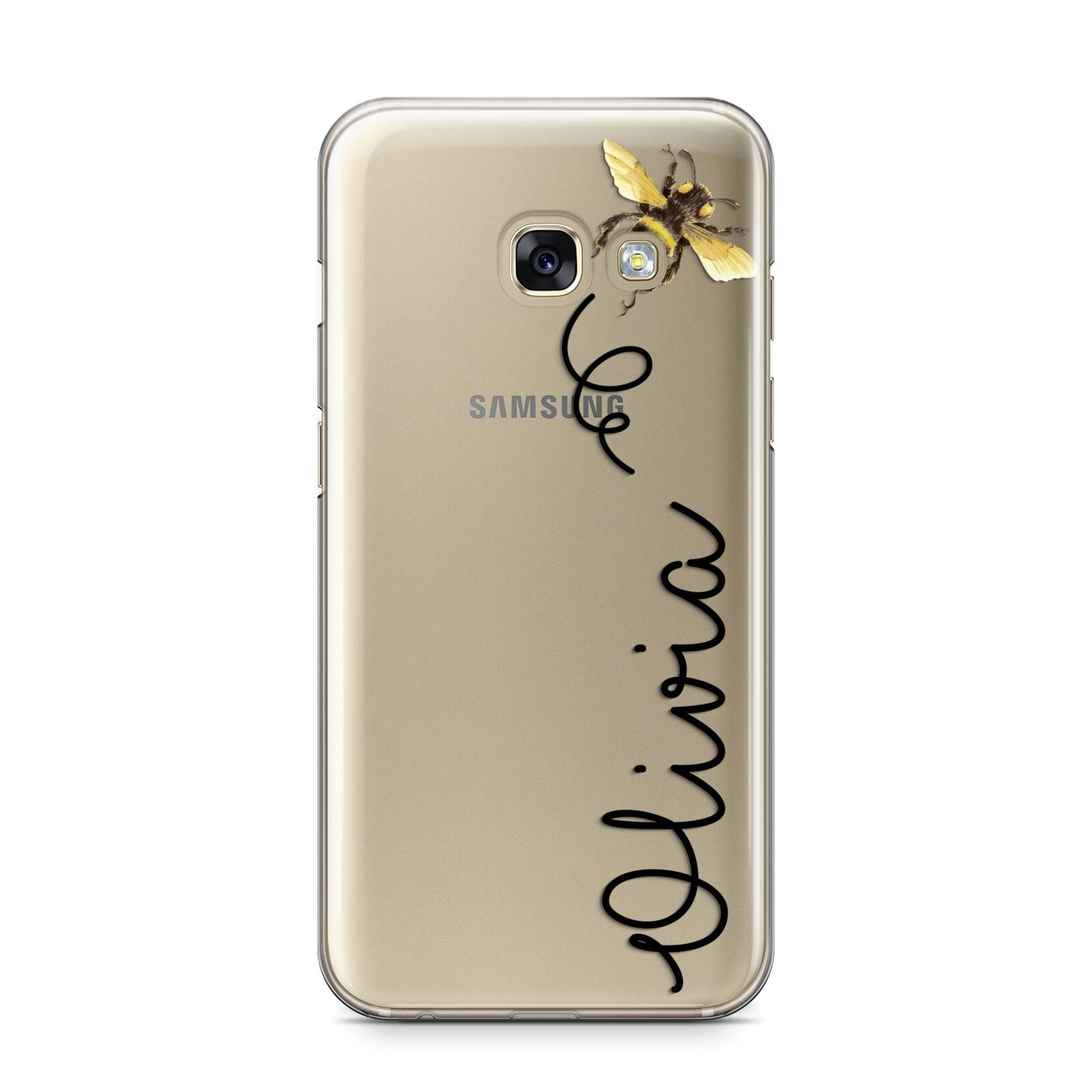 Bee in Flight Personalised Name Samsung Galaxy A3 2017 Case on gold phone