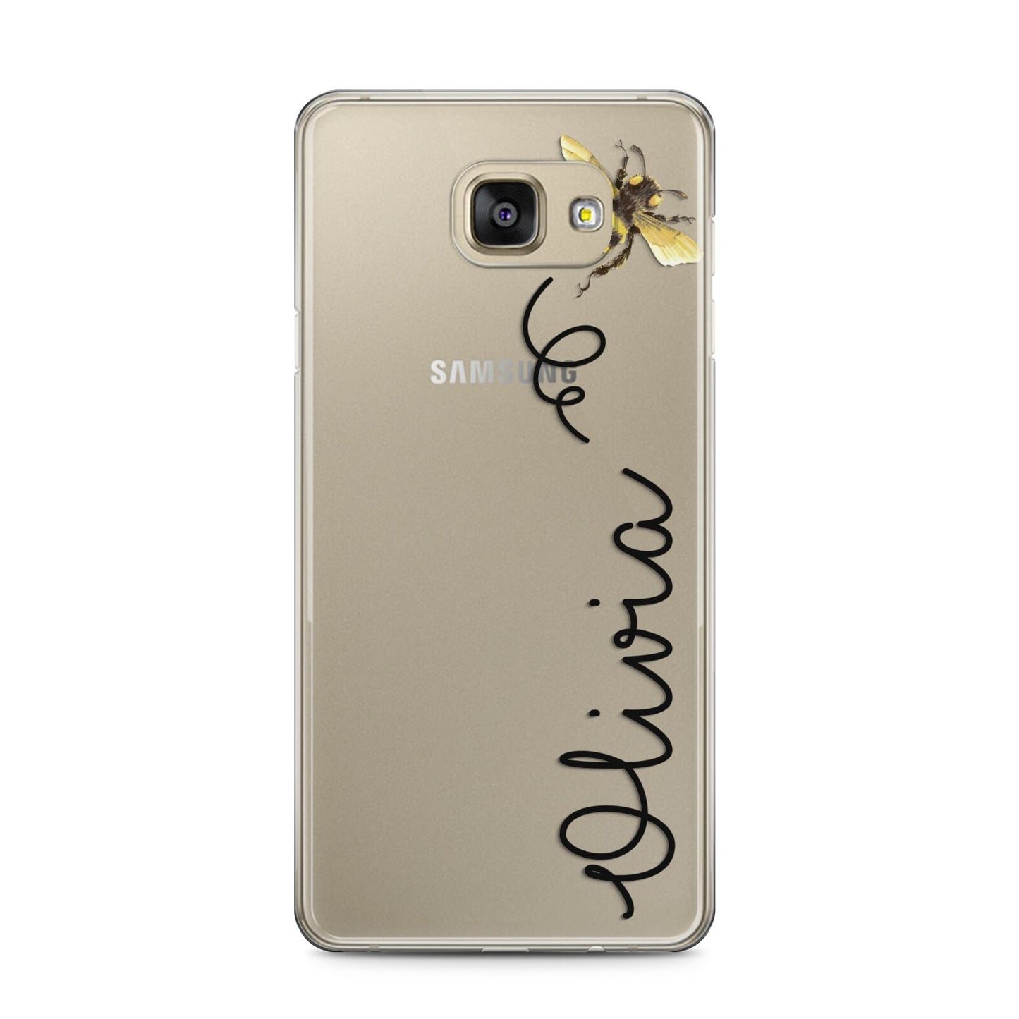 Bee in Flight Personalised Name Samsung Galaxy A5 2016 Case on gold phone