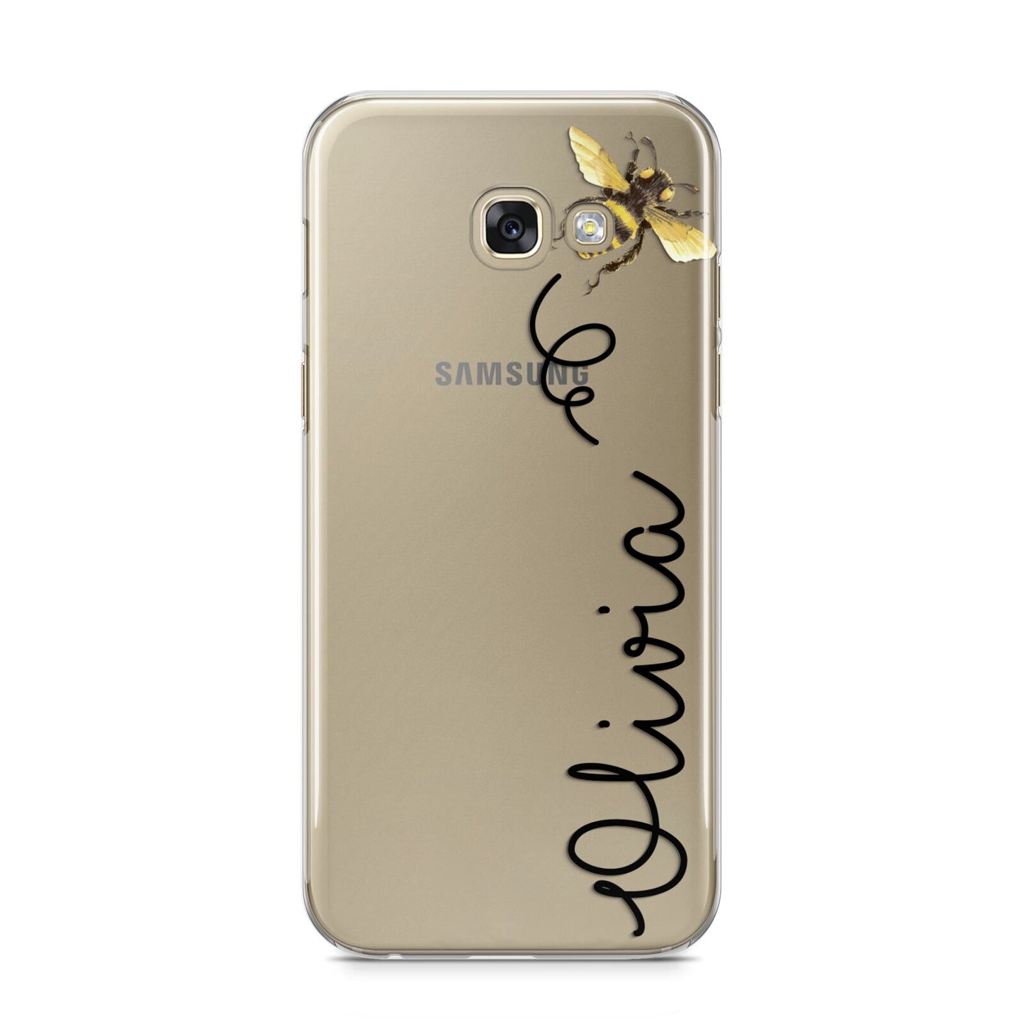 Bee in Flight Personalised Name Samsung Galaxy A5 2017 Case on gold phone