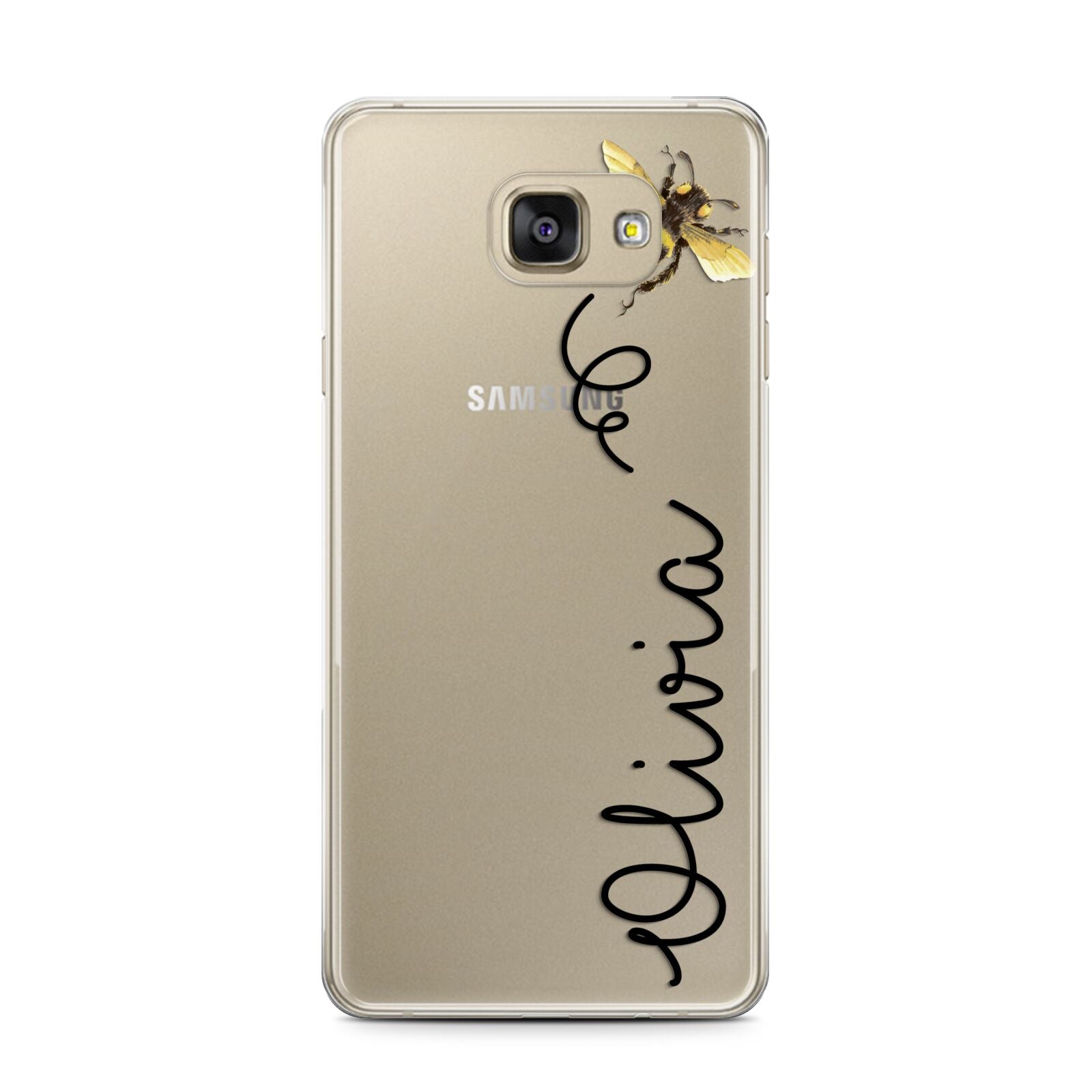 Bee in Flight Personalised Name Samsung Galaxy A7 2016 Case on gold phone