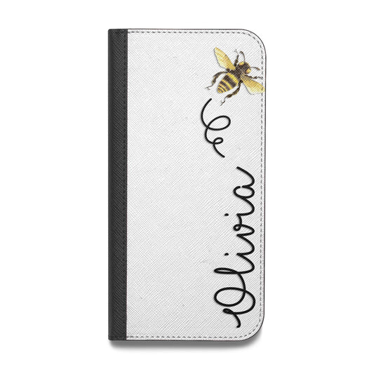 Bee in Flight Personalised Name Vegan Leather Flip iPhone Case