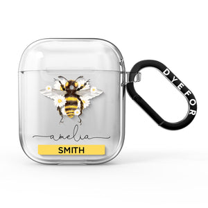 Bees Daisies Personalised Names AirPods Case