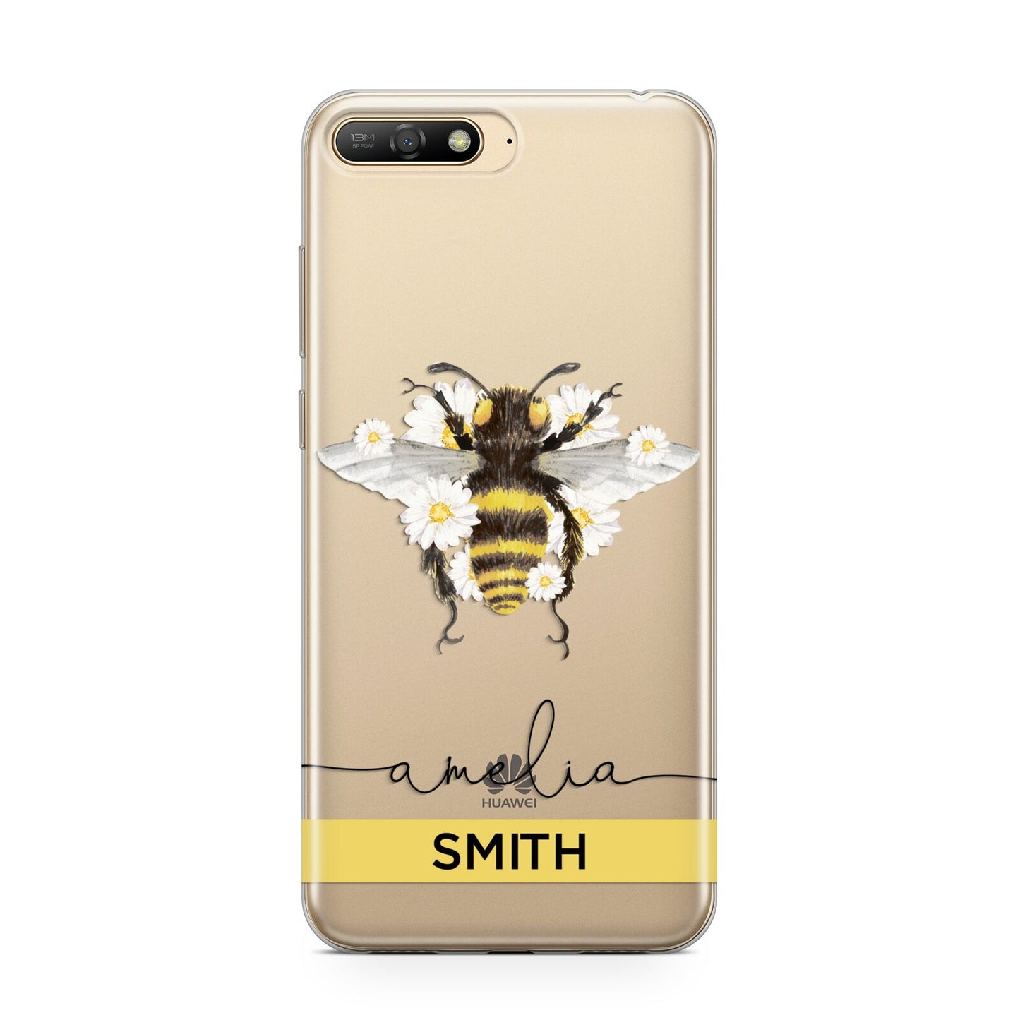 Bees Daisies Personalised Names Huawei Y6 2018