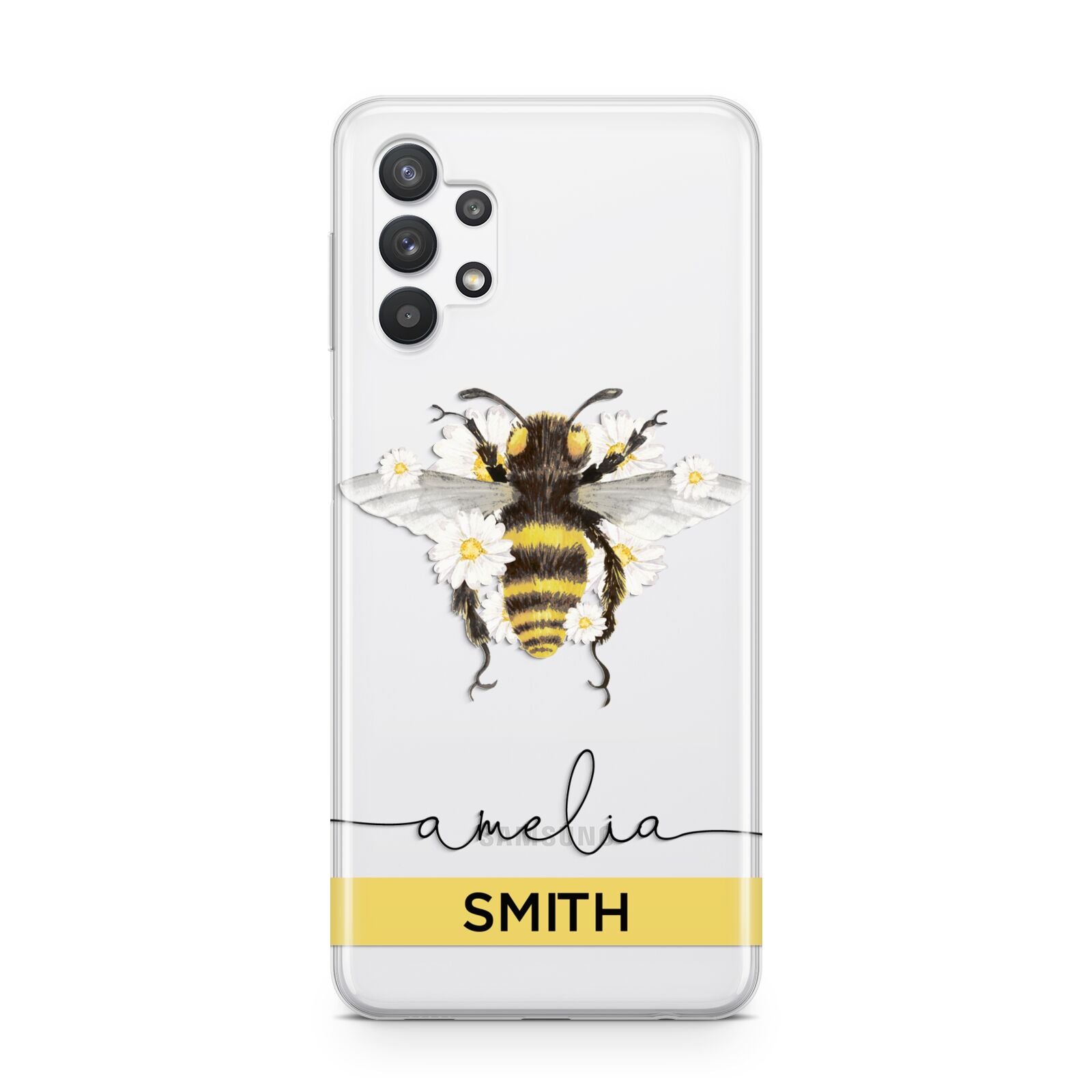 Bees Daisies Personalised Names Samsung A32 5G Case