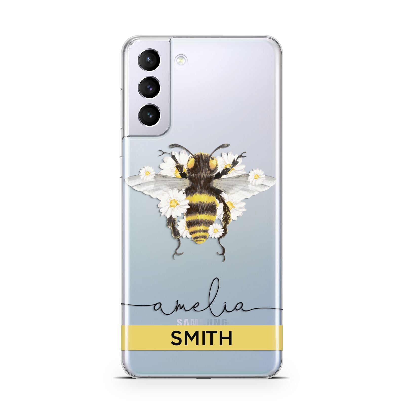 Bees Daisies Personalised Names Samsung S21 Plus Case