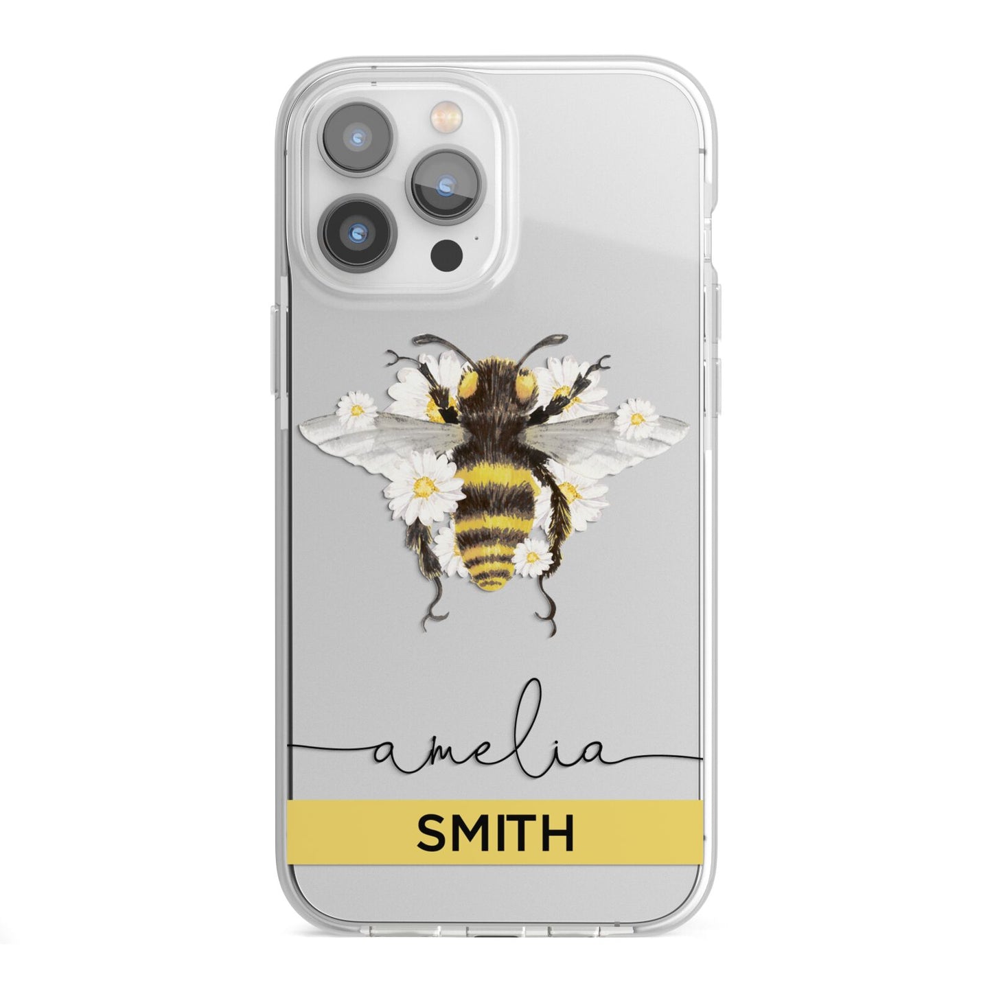 Bees Daisies Personalised Names iPhone 13 Pro Max TPU Impact Case with White Edges