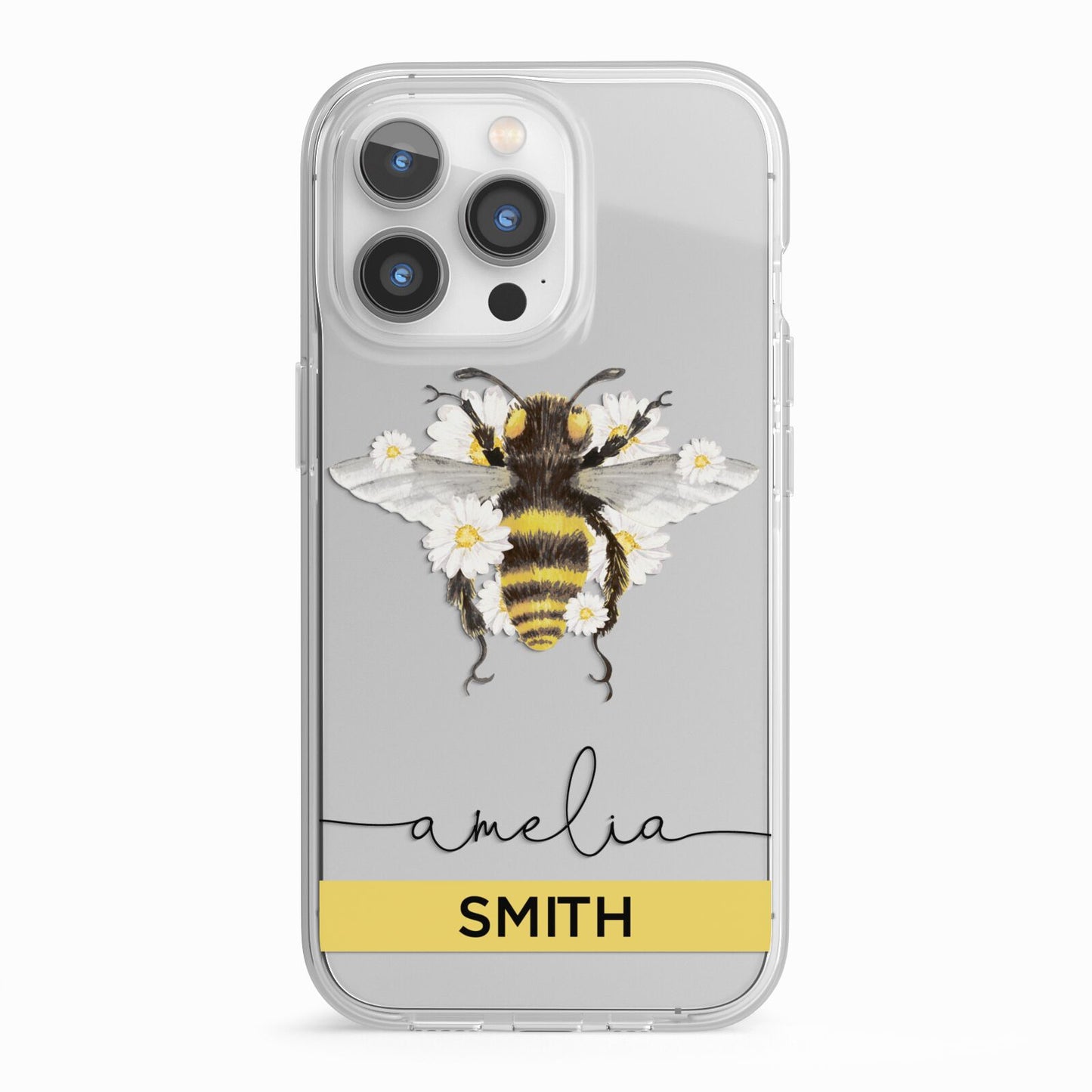 Bees Daisies Personalised Names iPhone 13 Pro TPU Impact Case with White Edges