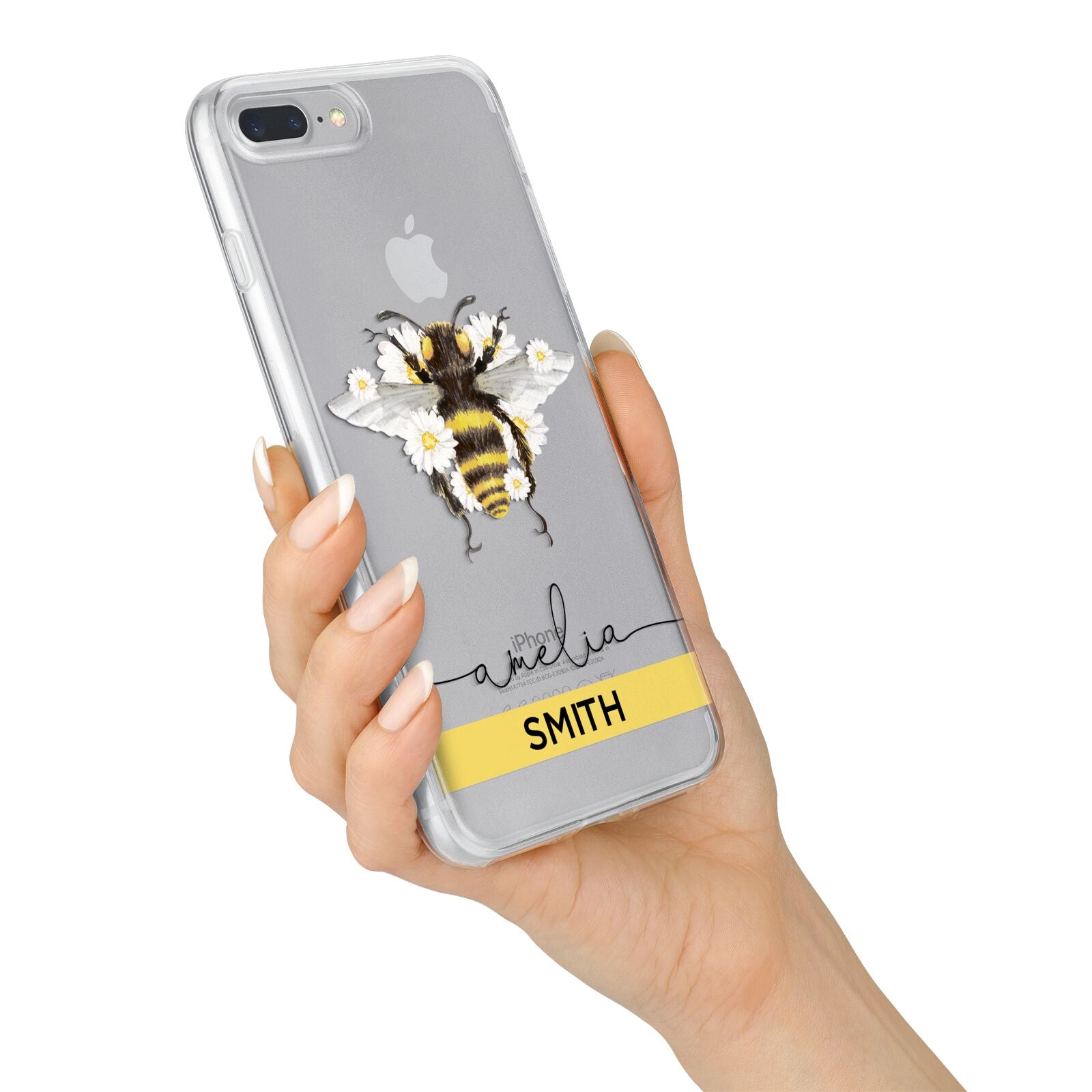 Bees Daisies Personalised Names iPhone 7 Plus Bumper Case on Silver iPhone Alternative Image