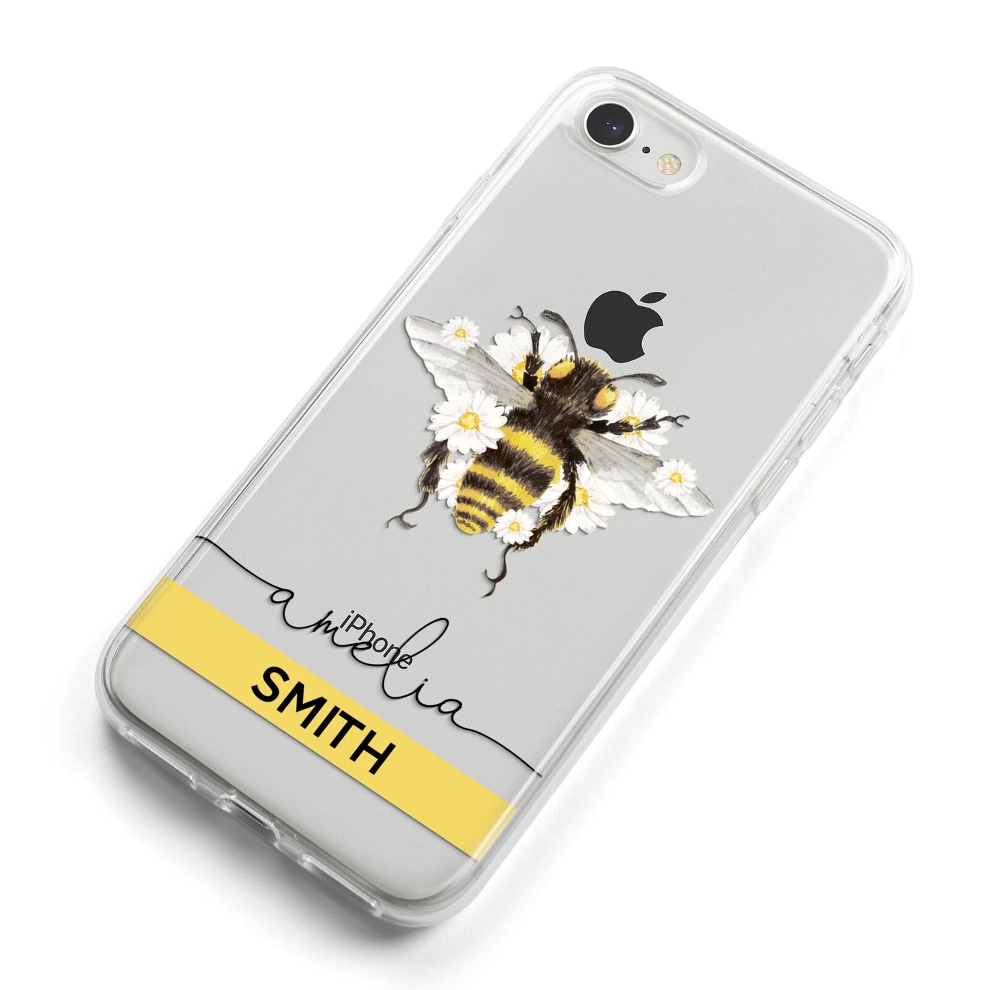 Bees Daisies Personalised Names iPhone 8 Bumper Case on Silver iPhone Alternative Image