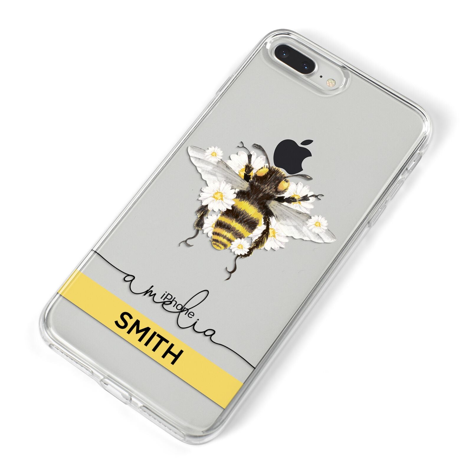 Bees Daisies Personalised Names iPhone 8 Plus Bumper Case on Silver iPhone Alternative Image