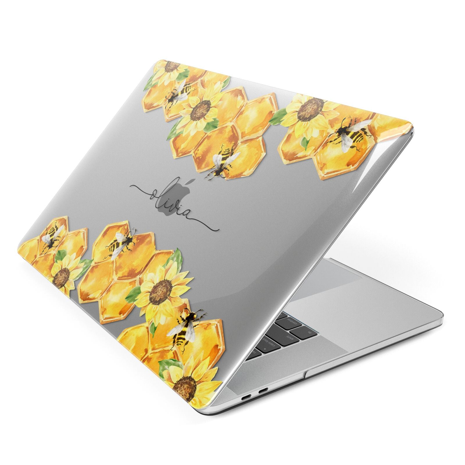 Bees Honeycomb Personalised Name Apple MacBook Case Side View