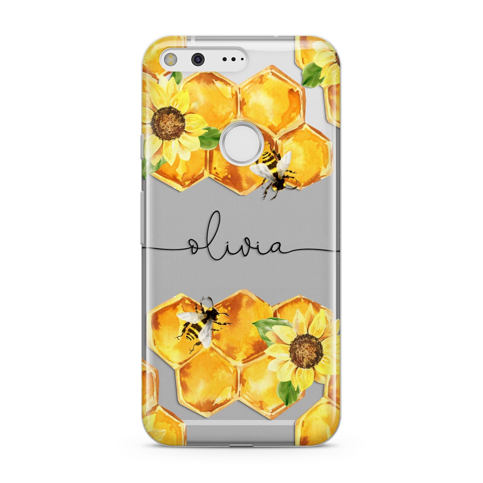 Bees Honeycomb Personalised Name Google Pixel Case