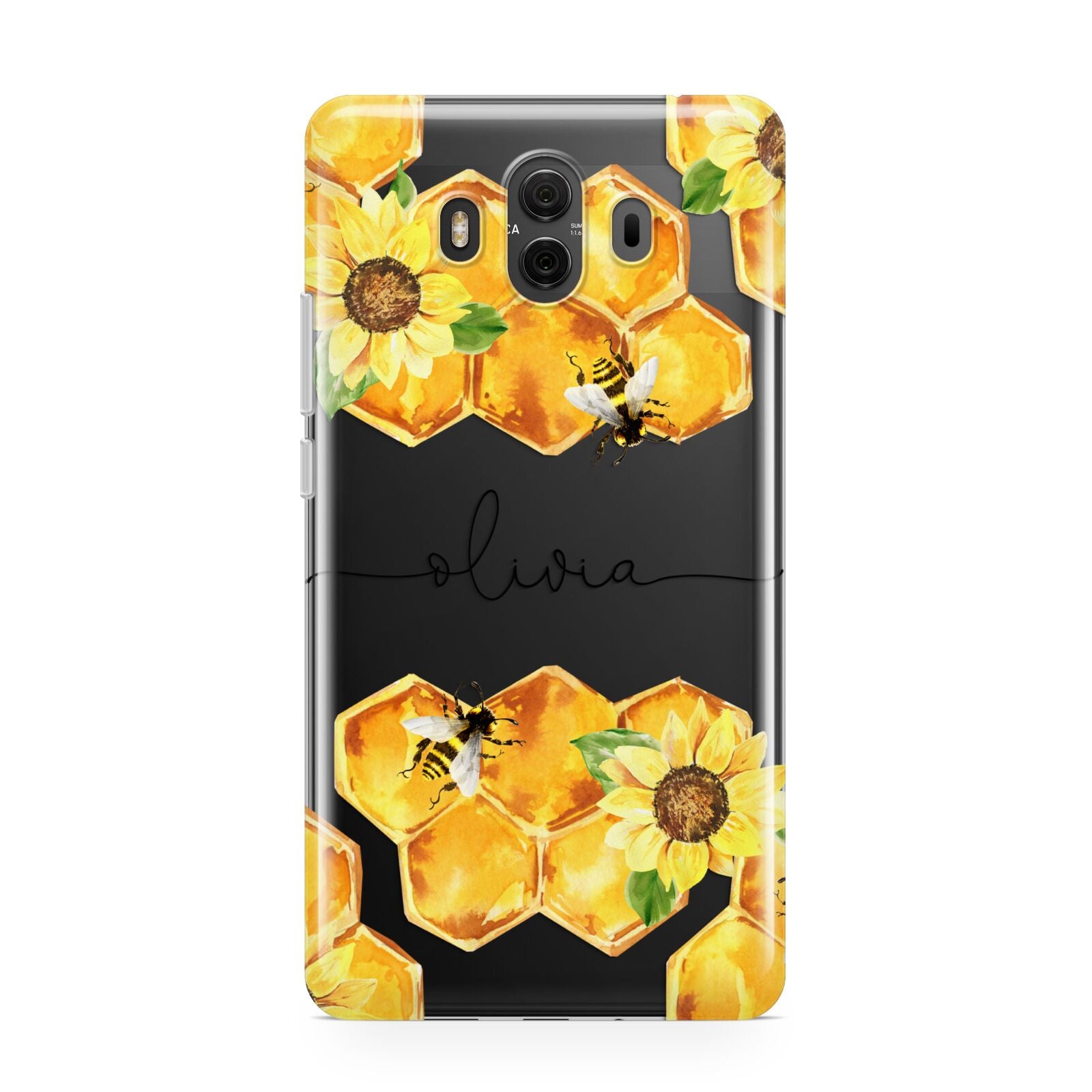 Bees Honeycomb Personalised Name Huawei Mate 10 Protective Phone Case