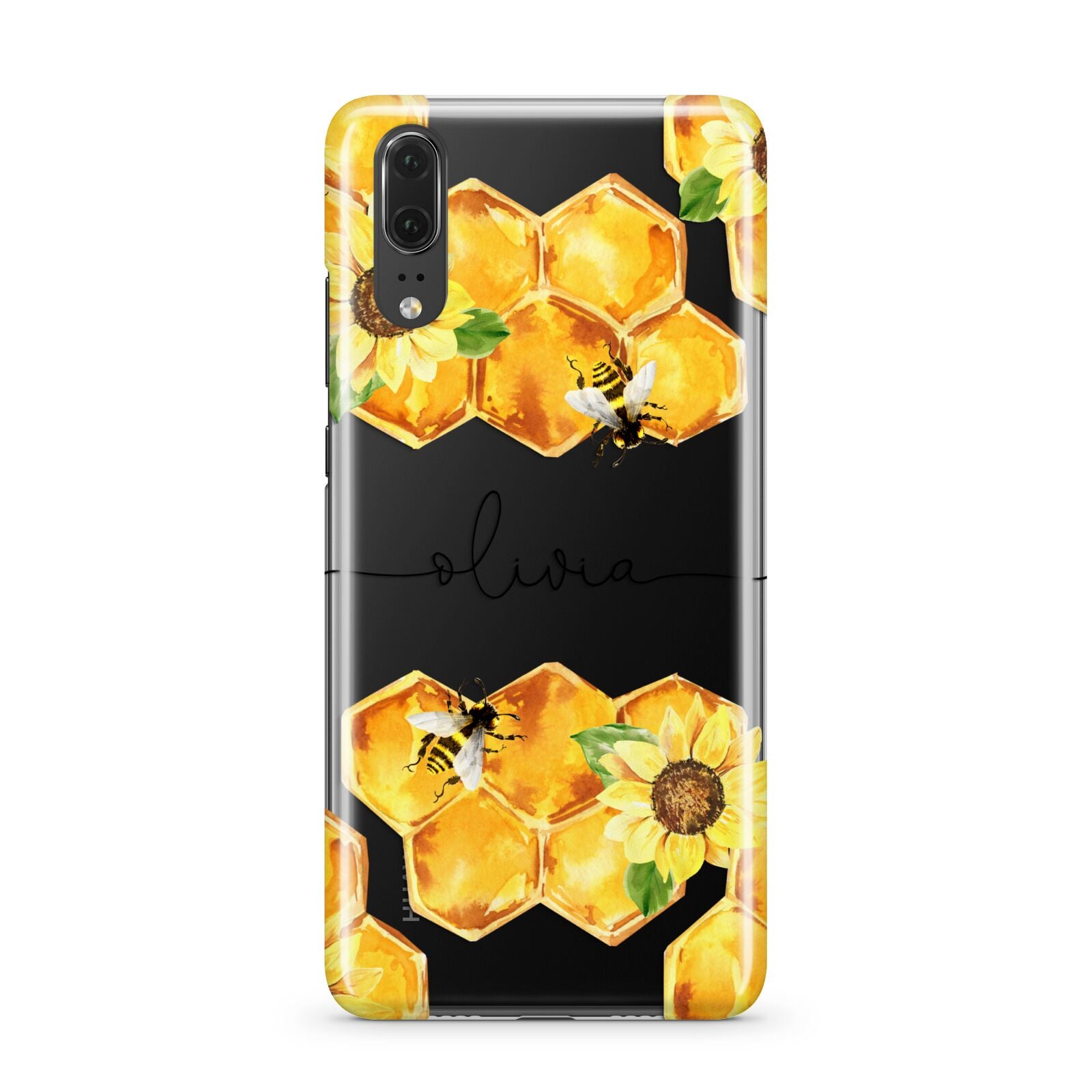 Bees Honeycomb Personalised Name Huawei P20 Phone Case