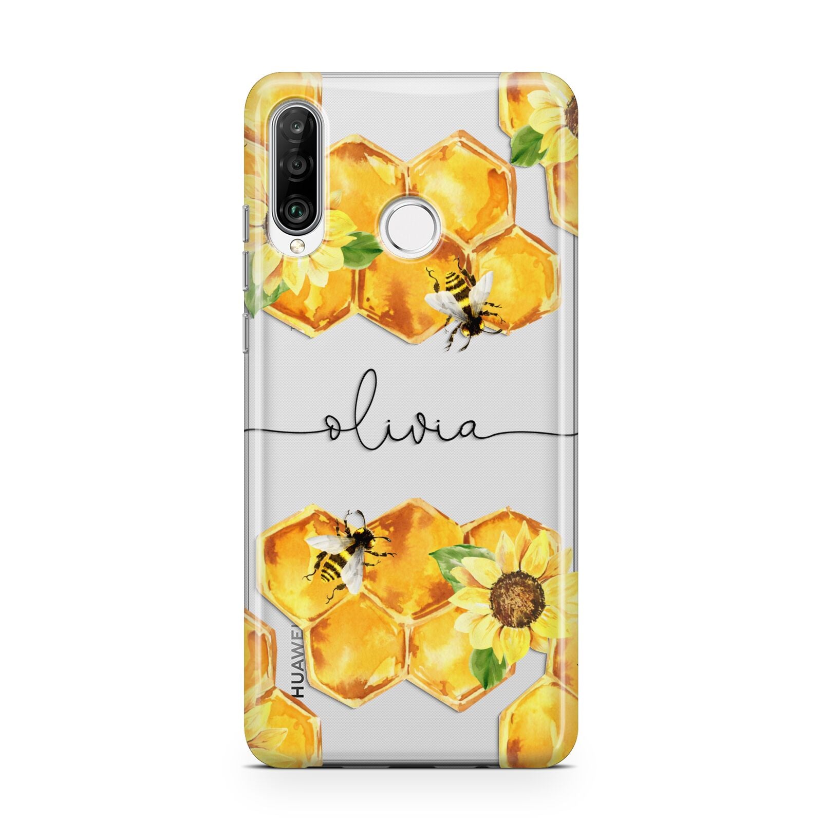 Bees Honeycomb Personalised Name Huawei P30 Lite Phone Case