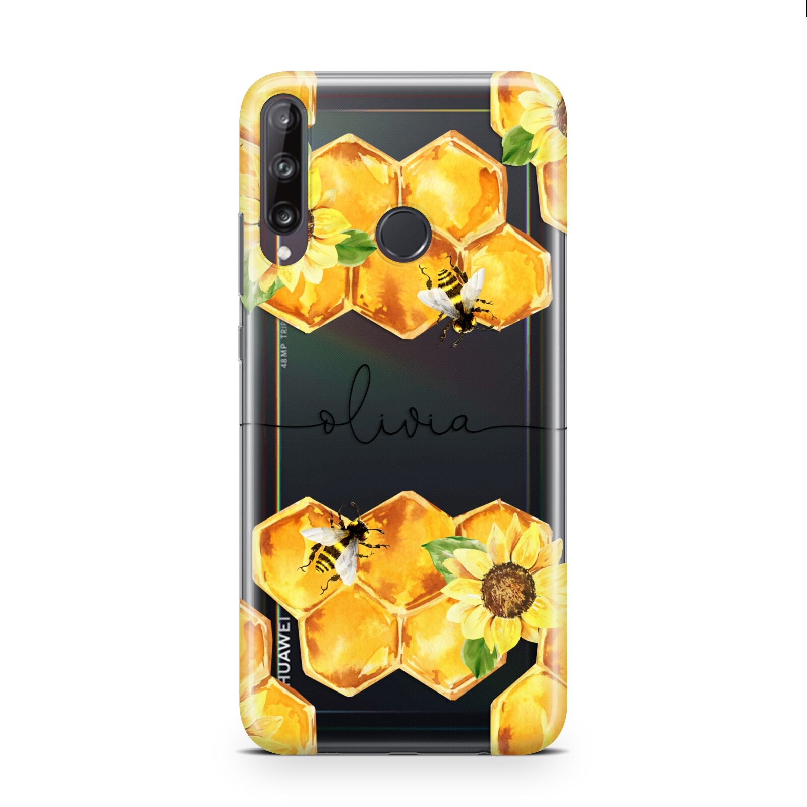 Bees Honeycomb Personalised Name Huawei P40 Lite E Phone Case